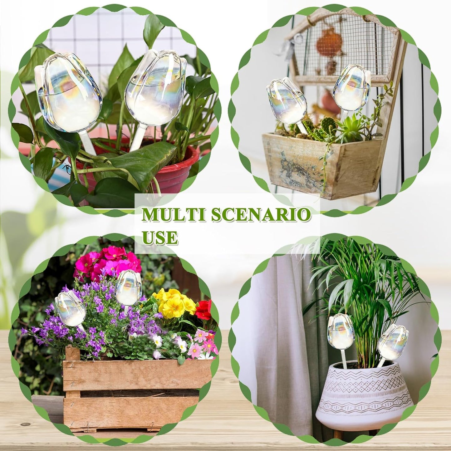 2Pcs Tulips Self Plant Watering Globes, Glass Self Watering Planter Insert, Automatic Plant Waterer Devices Indoor Outdoor (Transparent)