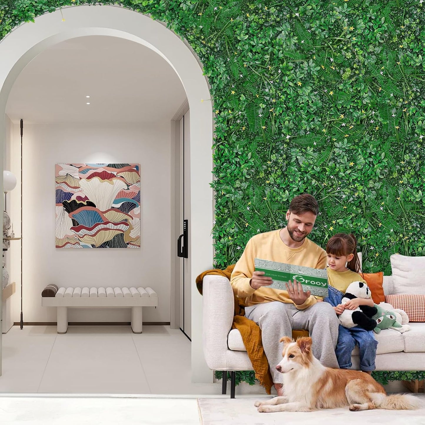 Grass Wall 20"x20" Pack of 8, Artificial Boxwood Panels, Privacy Hedge Fence Screen with UV Protection, Greenery Backdrop for Indoor Home Wedding Decor and Outdoor Garden Backyard