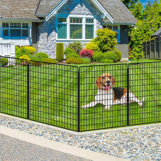 10 Panels Dog Fence Outdoor for Yard, 36 in(H) X 25 ft(L) Decorative Garden Fence Rustproof No Dig Animal Barrier Fencing Metal Wire Panel Border Patio Rabbits Ground Stakes Fencing
