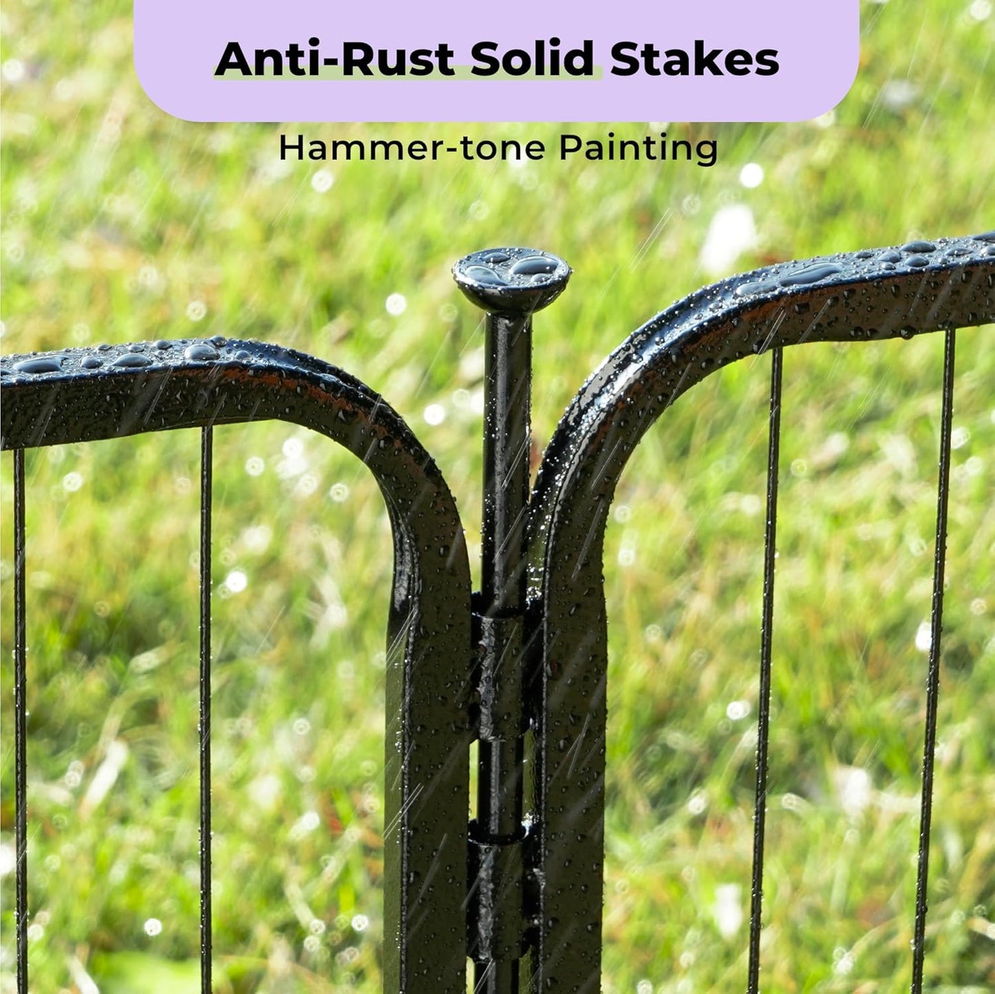 Decorative Garden Fence with Gate 24 in(H) x 11.1 ft(L) 6 Panels, Heavy Duty Metal Animal Barrier Fence for Yard, Flower Bed Fencing, Garden Border Fence, Easy Set Up, Black