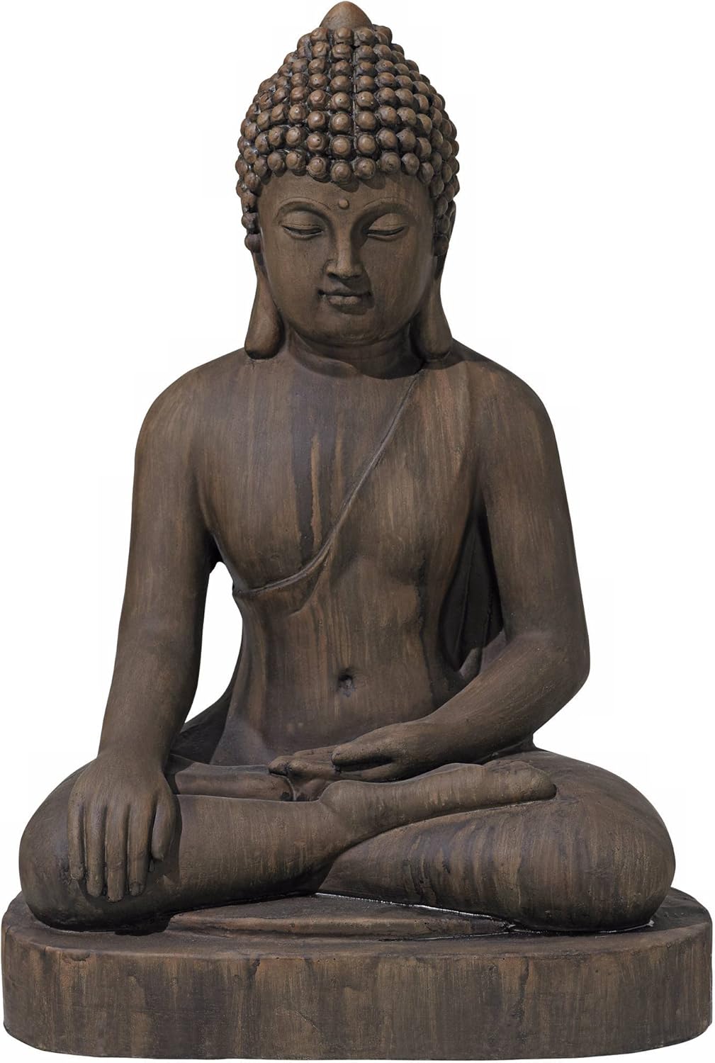 John Timberland Sitting Buddha Statue Sculpture Zen Asian Japanese Garden Decor Outdoor Front Porch Patio Yard Outside Home Balcony House Dark Sandstone Faux Stone Finish Resin 29 1/2" Tall