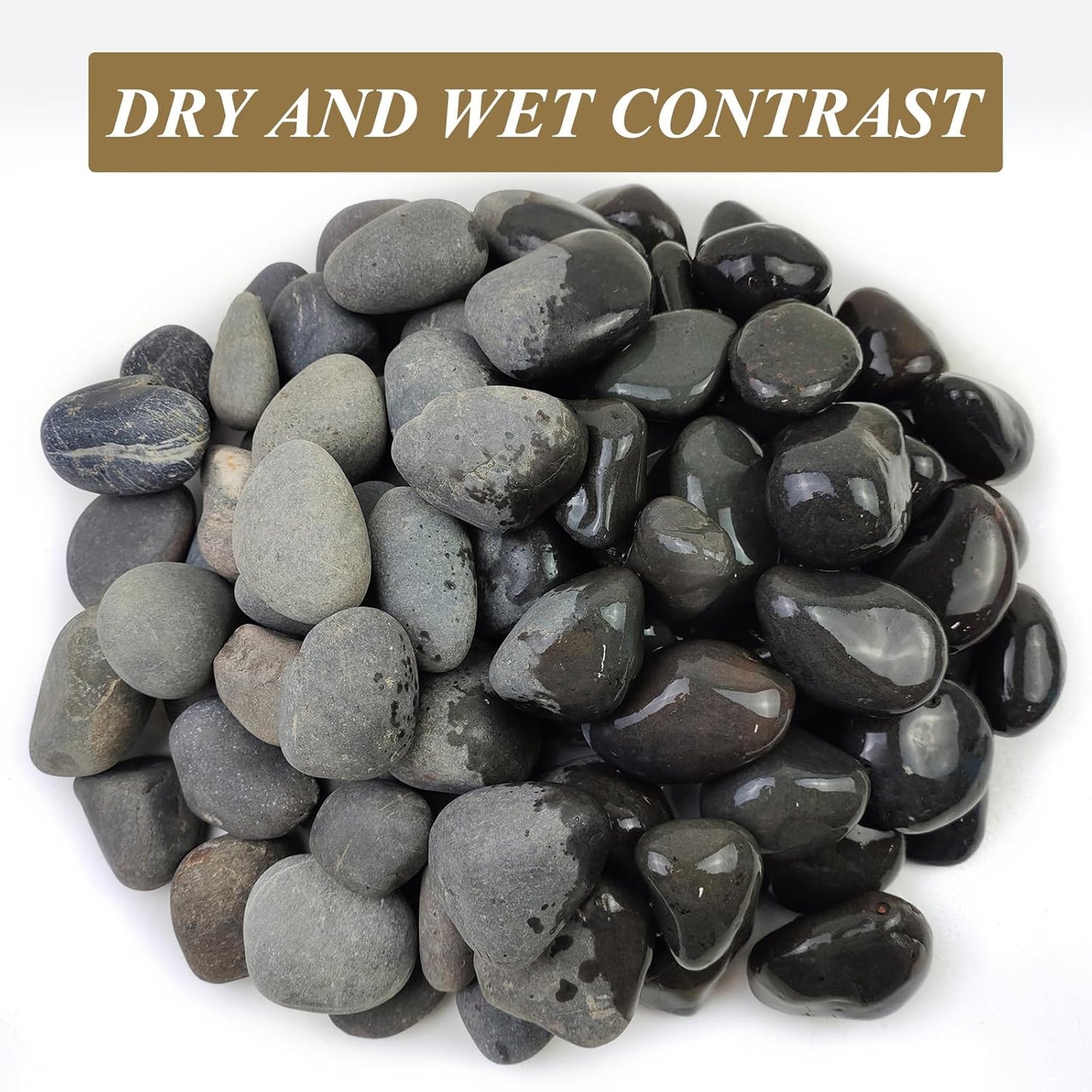 20 lbs Natural Unpolished Black Rocks Mexican Beach Pebbles, 2-3 Inch Decorative Black River Rocks for Outdoor Landscaping, Garden Paving, Plant Rocks, Fountain and Walkways