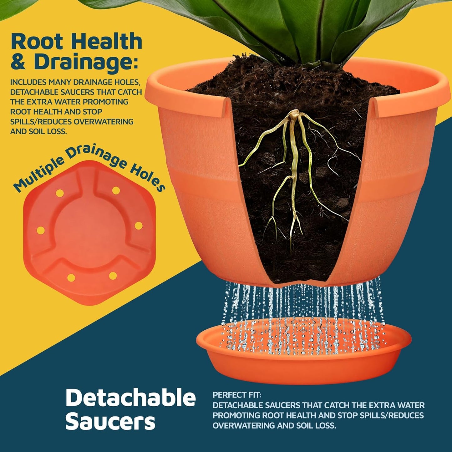 10-Inch Whiskey Barrel Planters Outdoor Pack of 5 - Durable Plastic Plant Pots for Indoor & Outdoor Use with Drainage & Saucer, Lightweight Rustic Barrel Planters for Flowers, Herbs & Small Plants