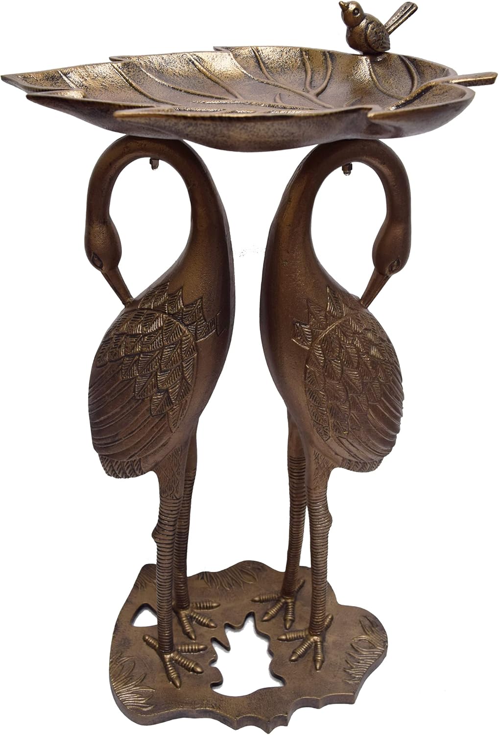 Oakland Living 5608-AB Antique Bronze Cranes & Lily Aluminum Birdbath