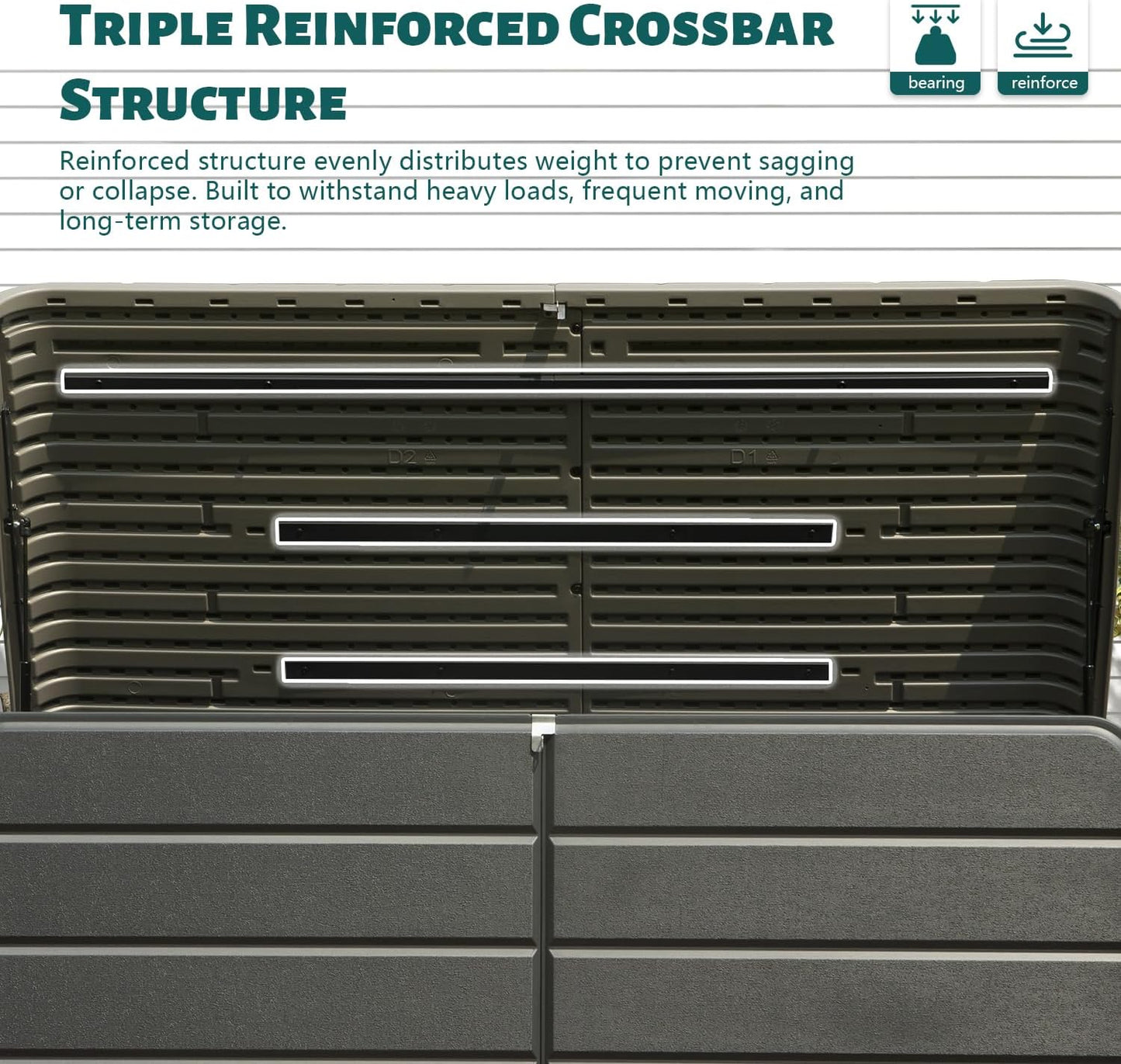 Domi 200 Gallon Outdoor Storage Box – Waterproof, UV-Resistant Deck Box with Lockable Lid for Patio Furniture, Garden Tools, Delivery Packages (Large Resin Storage Bin）