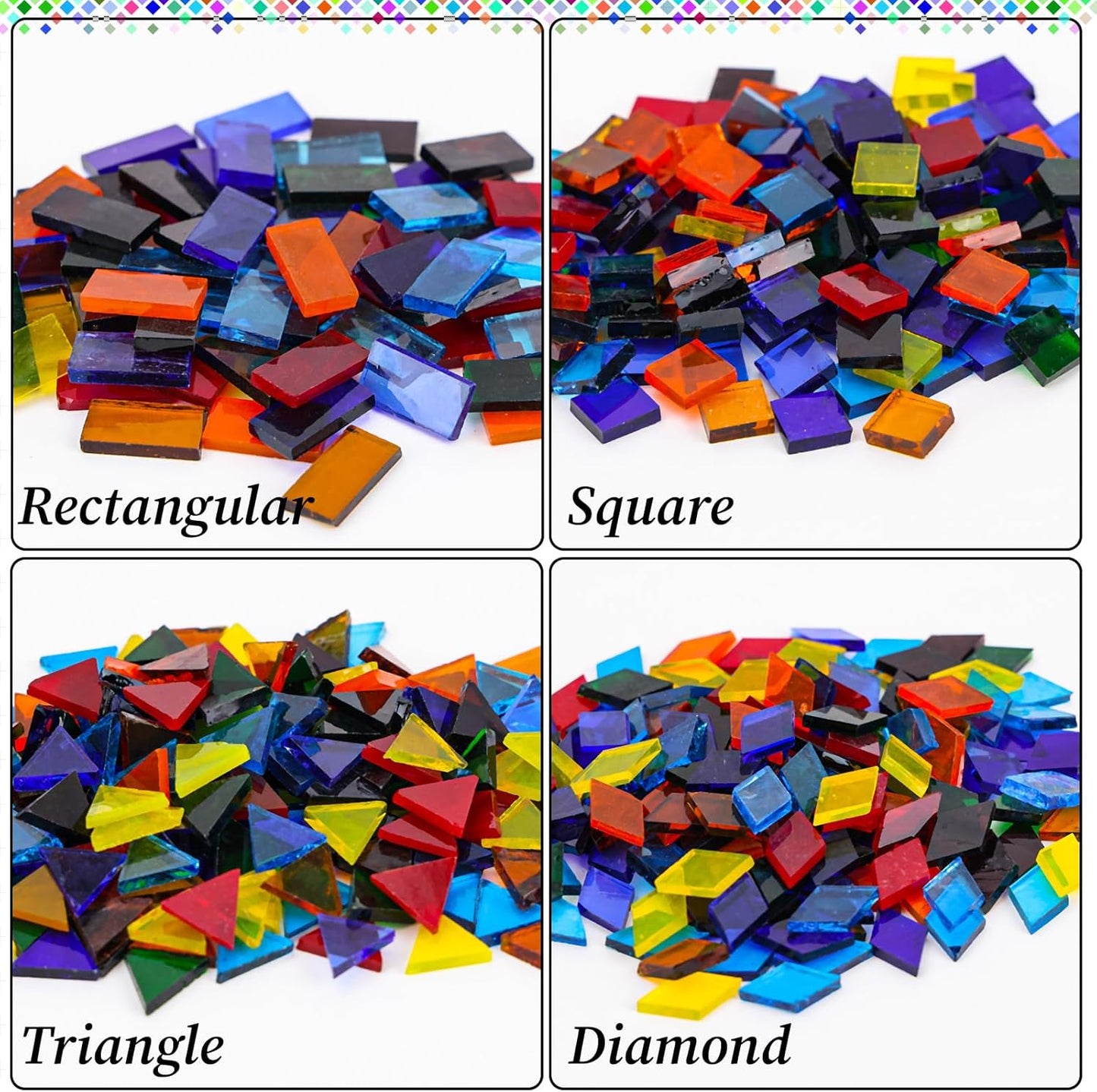 2400 Pcs Mosaic Tiles, Glass Mosaic Tiles for Crafts Bulk, Assorted Color Stained Mosaic Glass Pieces, Mosaic Supplies for Home Decoration, Art Crafts, DIY Projects, Transparent