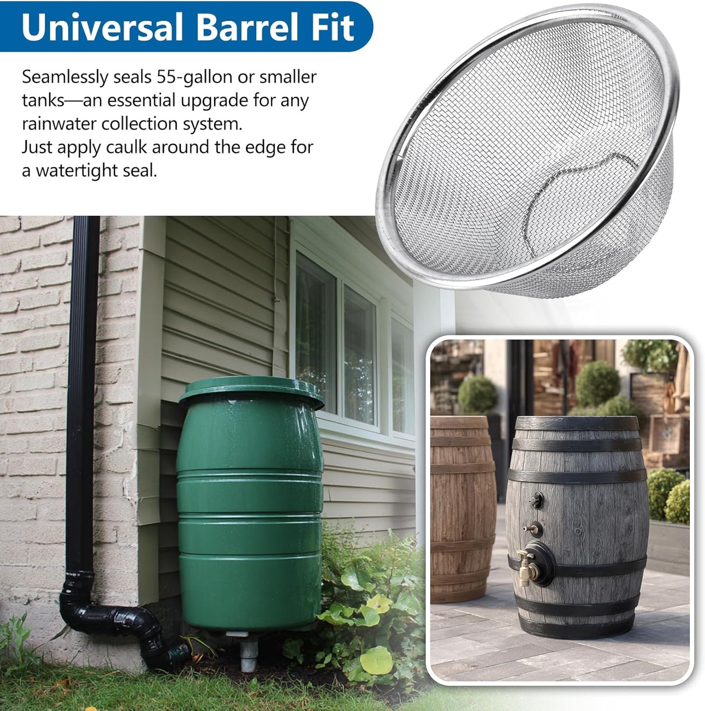 5" Rain Barrel Screen - Aluminum Mesh Cover DIY Kit for Rainwater Collection System (Rain Barrel Screen)