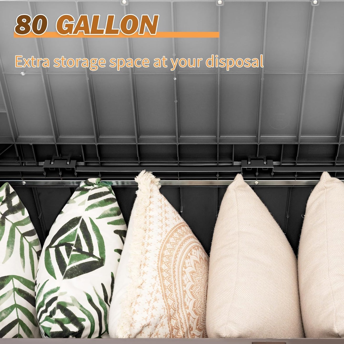 Devoko 80 Gallon Storage Bench Deck Box Lockable for Patio Furniture, Garden Decor and Outdoor Seating for Cushions, Garden Tools and Pool Supplies (Black)