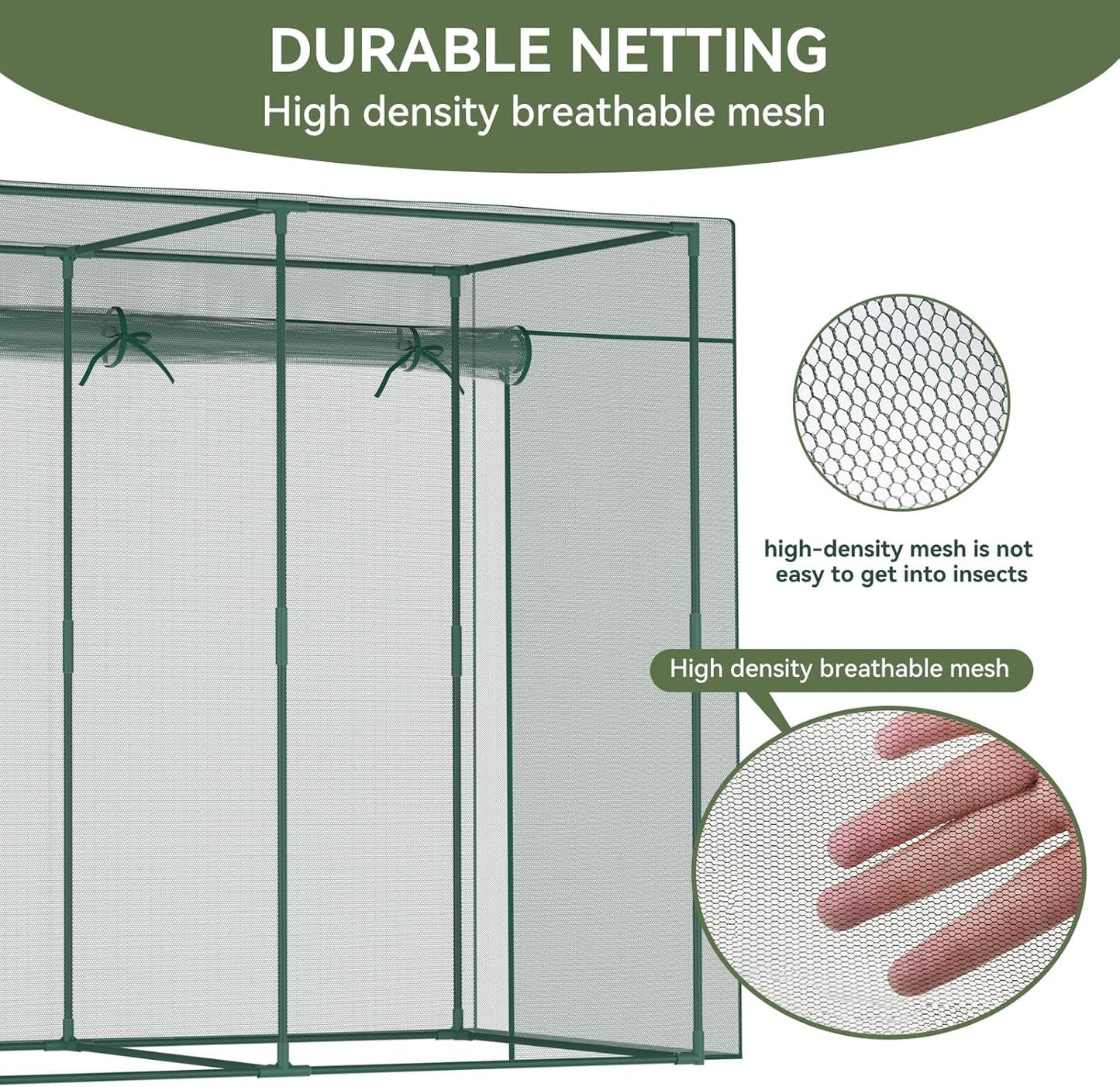 Crop Cages for Garden Plant, 9.8x3.3x6 Ft Plant Protection Tent with Zippered Door, Raised Bed Cover, Garden Bed Cover with Frame, Wind-Resistant Plant Cages for Outdoor Plants Vegetable Flower