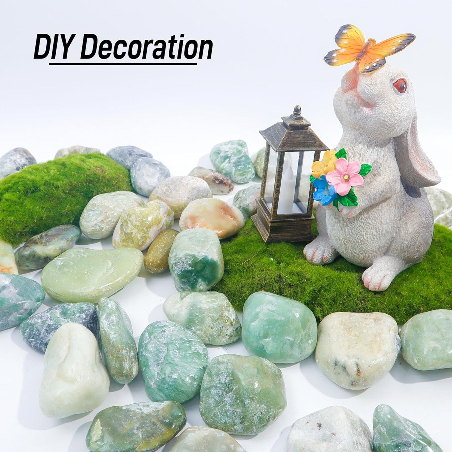 45lbs Jade Pebbles, 2-3 Inch Natural Pebbles for Indoor Plants, Polished Pebbles for Garden Landscaping Aquariums Vase Fillers and Outdoor Decorative Stones