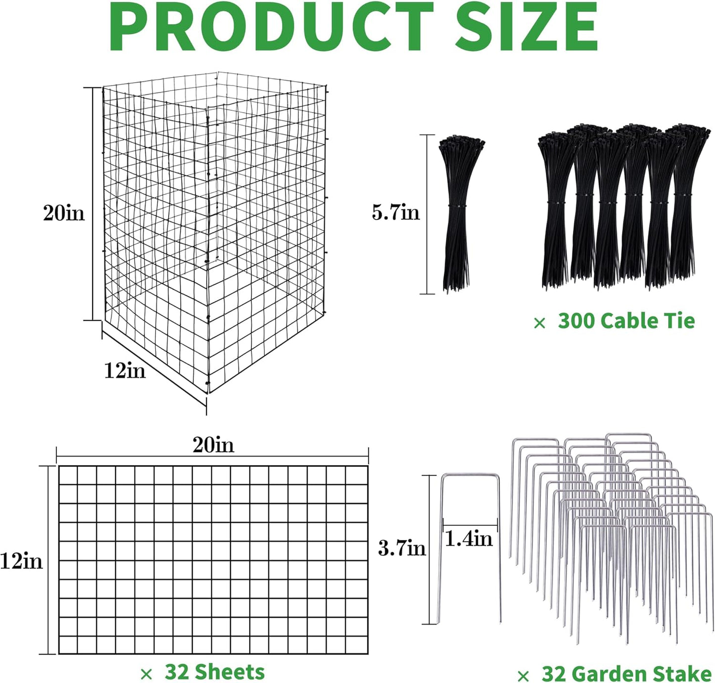 DECOHS 8 Packs Wire Plant Protectors from Animals- 20 x 12 Inch Heighten Square Garden Wire Plant Cages Mesh- Metal Garden Plant Cloche Protection Barricades for Protecting Plants Vegetables Flowers