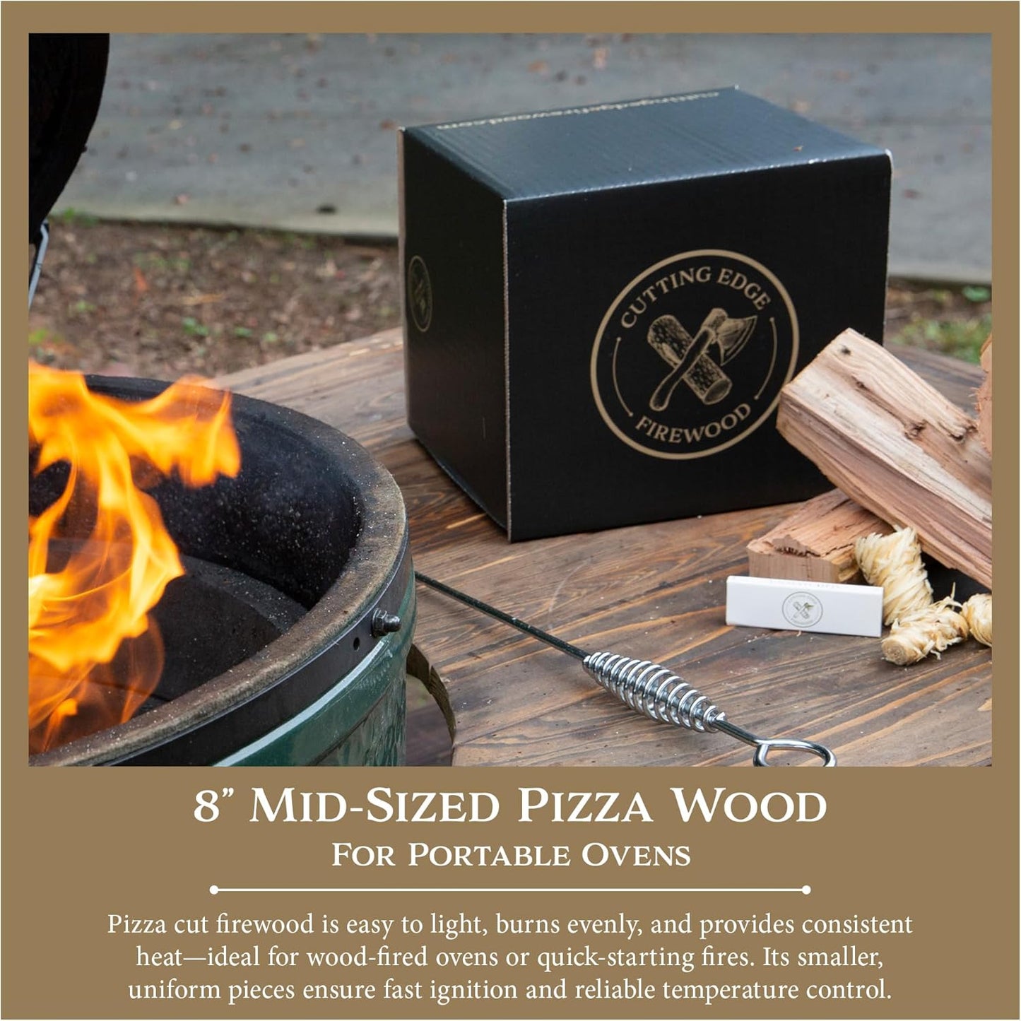Cutting Edge Firewood Pizza Oven Wood - 8-Inch Splits - Ultra Kiln-Dried Premium Oak Cooking Logs - 10 lb Box for Alfa One, Gozney Dome, Solo Stove and More