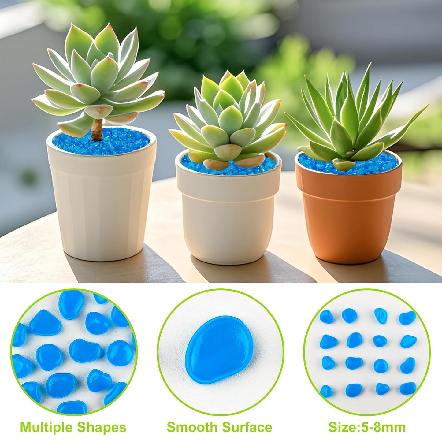 6000pcs 5-8mm Bule Luminous Stones Glow in The Dark Garden Pebbles Stones Glow in The Dark Rocks Outdoor Glow Pebbles Aquarium Rocks for Garden Path Walkway Yard Fish Tank Plant Pots