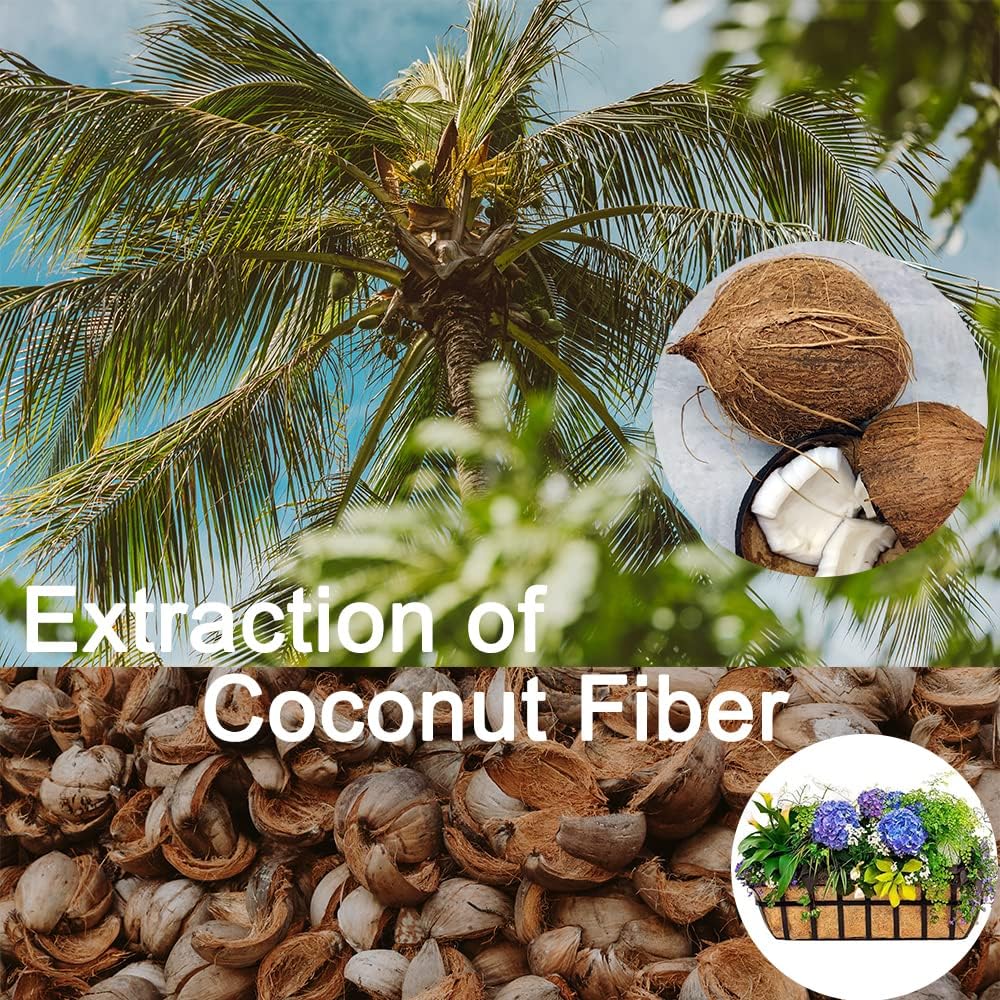 3Pcs 30” Coco Liners for Planters, Pre-Formed Trough Coconut Fiber Liner Replacement for Window Box, Fence Flower Baskets, Garden Flower Pot (30 inch 3PCS)