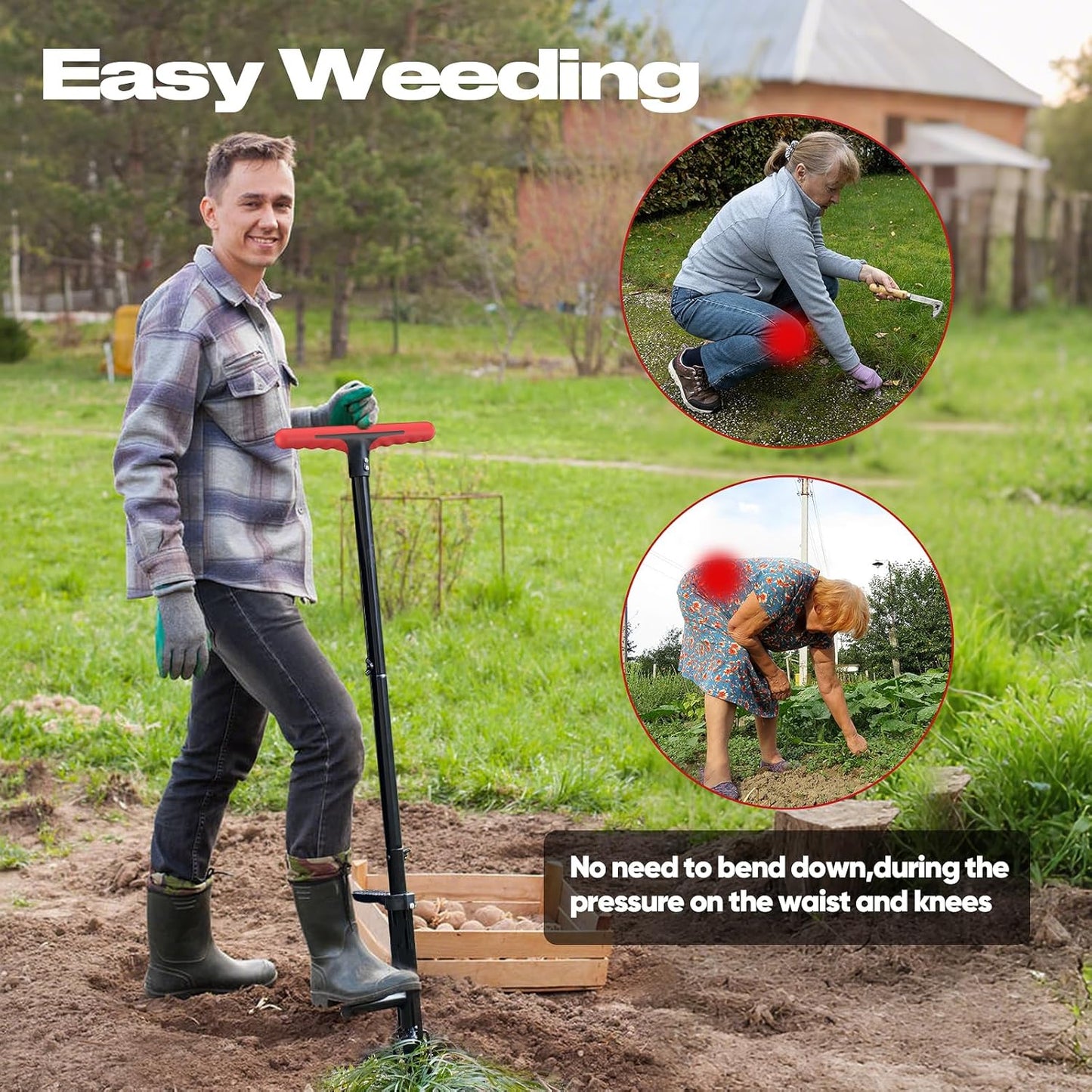 FLORA GUARD Weed Puller Tool with Long Handle - Stand-Up Weeding Tool for Lawn & Garden, Effortlessly Remove Roots Without Bending or Kneeing, Extra Long Gripper for Dandelion & Deep Roots