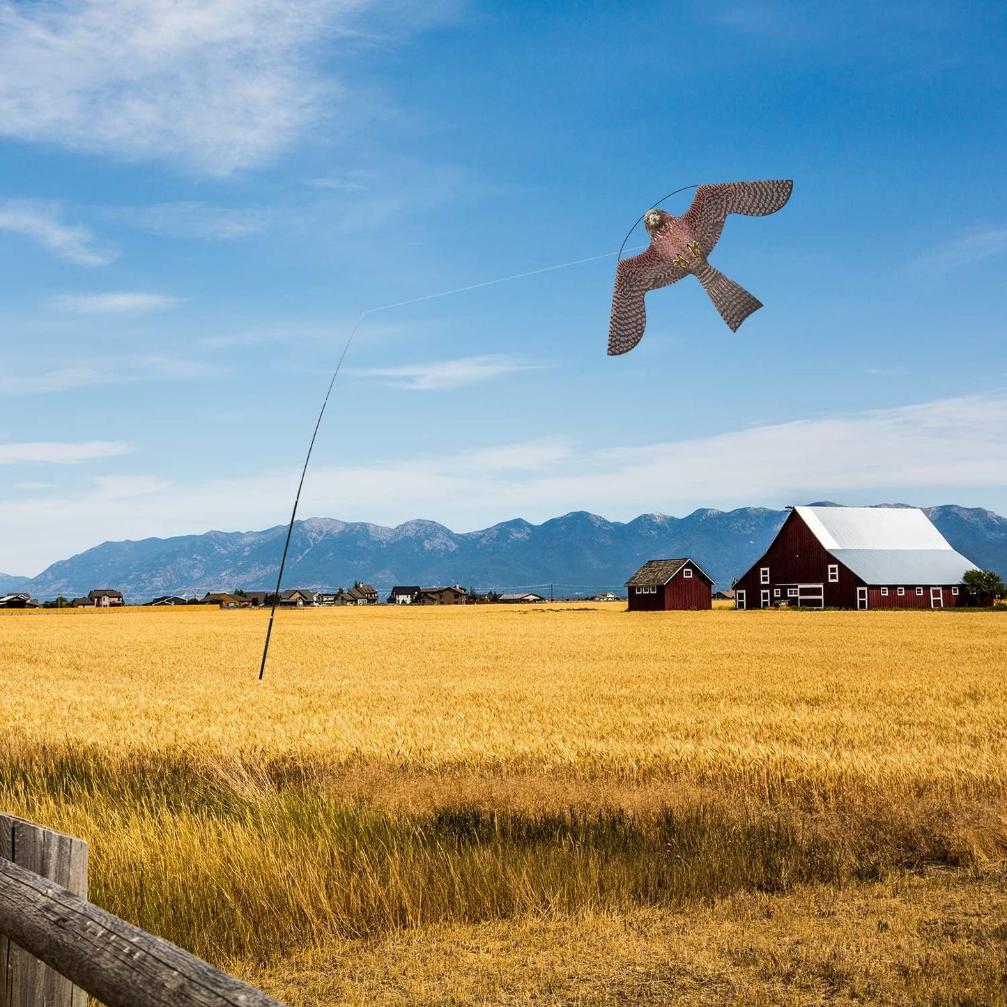 Bird Hawk Flying Kite with Pole Crops Farm Protector Bird Scarer Flying ONLY 4M Pole Without Kite