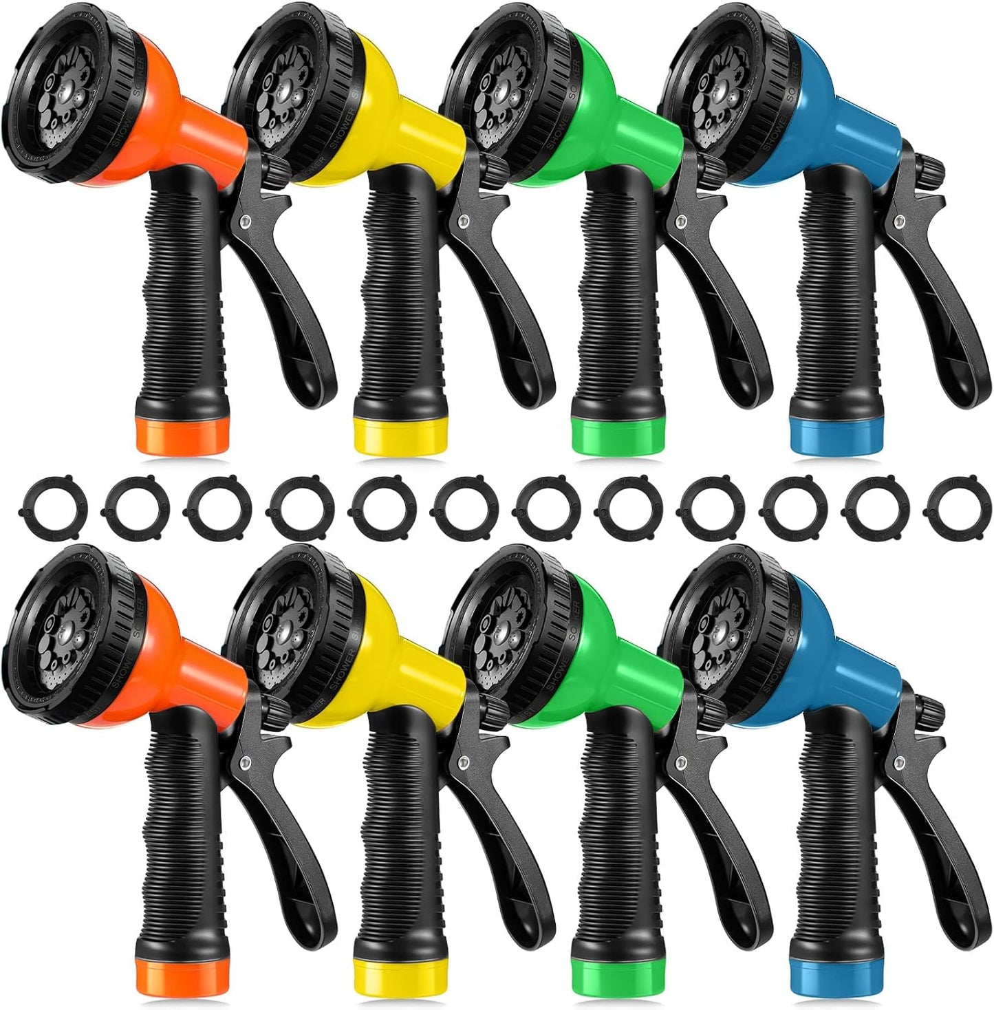 8 Pcs Garden Hose Nozzle Sprayer 10 Adjustable Watering Patterns Heavy Duty High Pressure Water Gun for Watering Plants Washing Cars and Showering Pets