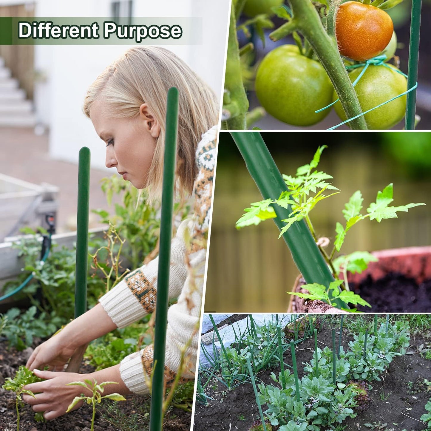 25pcs Steel Plant Stakes 3 Feet,Sturdy Plant Sticks, Plastic Coated Metal Garden Stakes Supports Climbing for Tomato, Bean, Flowers, Tree Potted