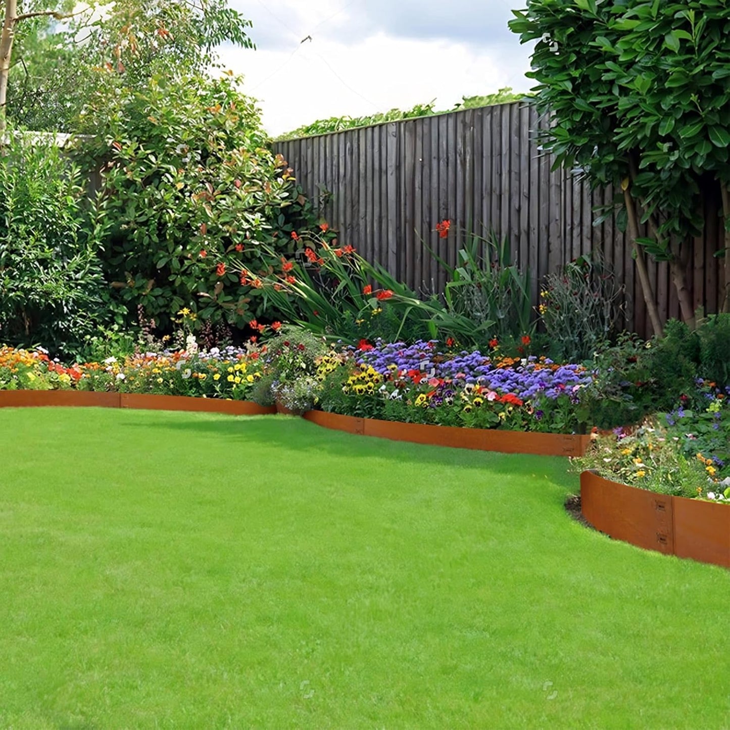 Cor-Ten Steel Landscape Lawn Edging, 40" L x 5" H,6 Pack Steel Edging for Landscaping,Metal Landscape Edging, Metal Edging for Landscaping(180 Degree Bend, Rusted)