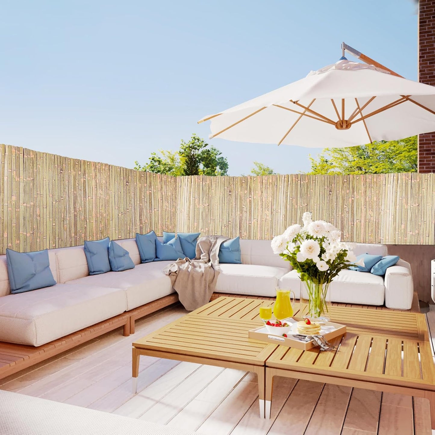 Bamboo Slat Fence 6ft x 13ft, Natural Split Bamboo Fencing, Privacy Screen 6 Feet High Outdoor, Privacy Fence for Garden, Divider, Balcony, Pool