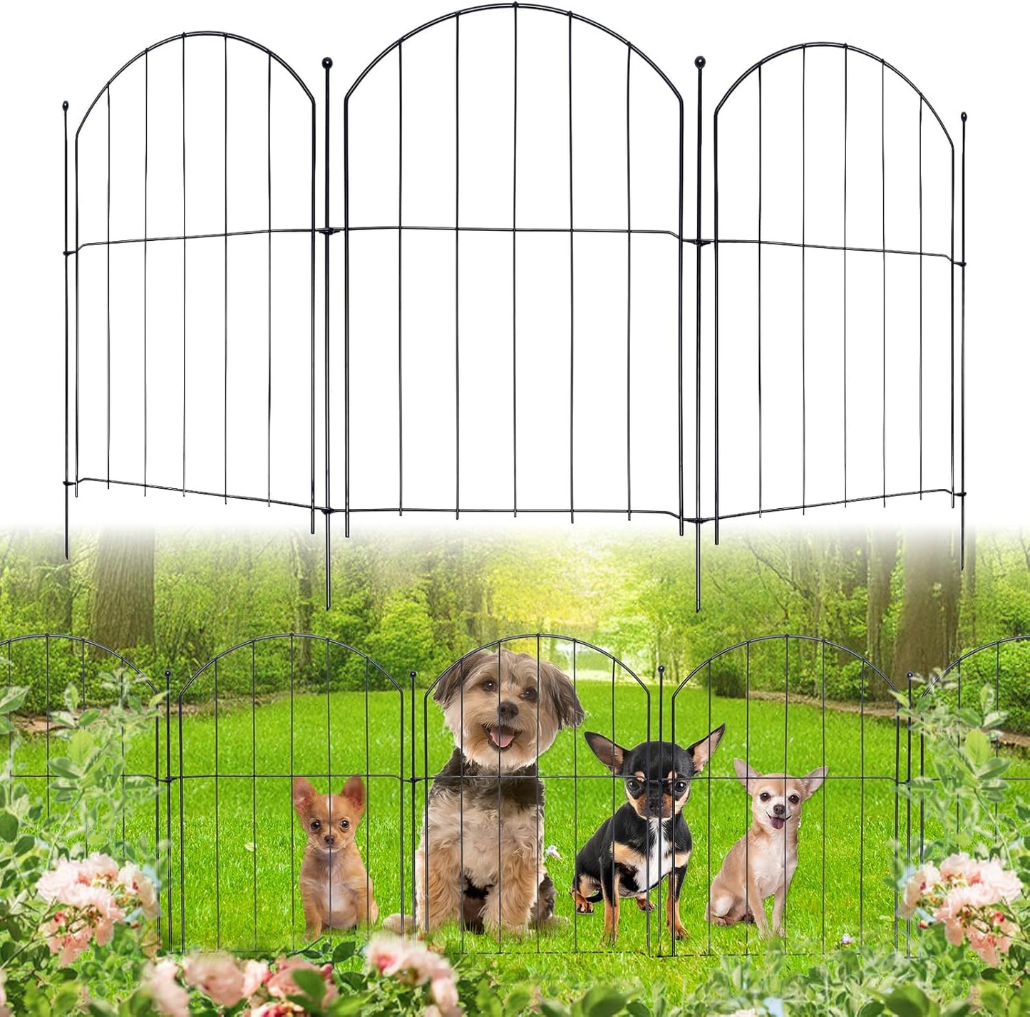 No Dig Garden Fence 16in x 10ft 10 Panels Decorative Garden Border for Fencing for Flower Beds, Dog Barrier, Patio and Yard Decoration