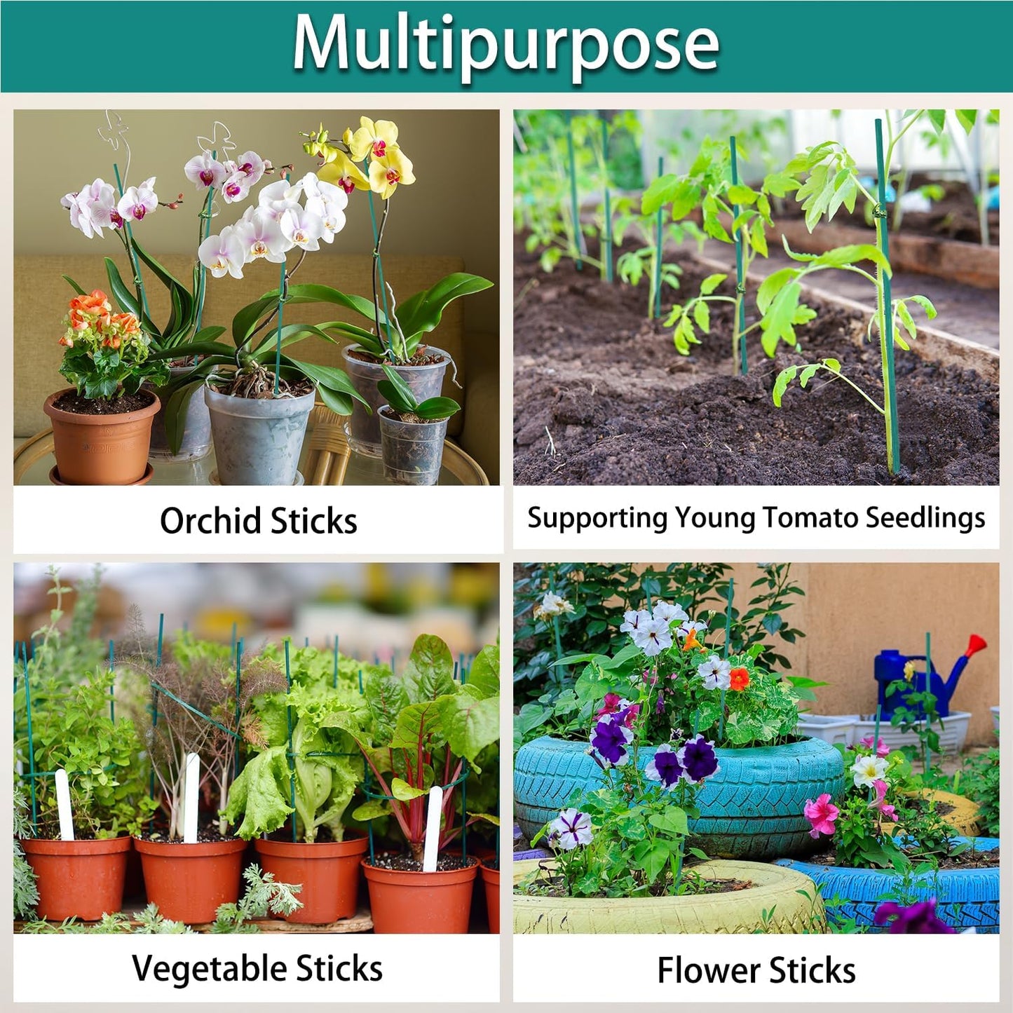 Bamboo Plant Stakes 50PCS, 18Inch Natural Bamboo Stakes Garden Stakes, HAINANSTRY Plant Sticks Support for Indoor and Outdoor Plants, Stakes for Gardening, Orchid Tomato Vegetable Stakes for Garden