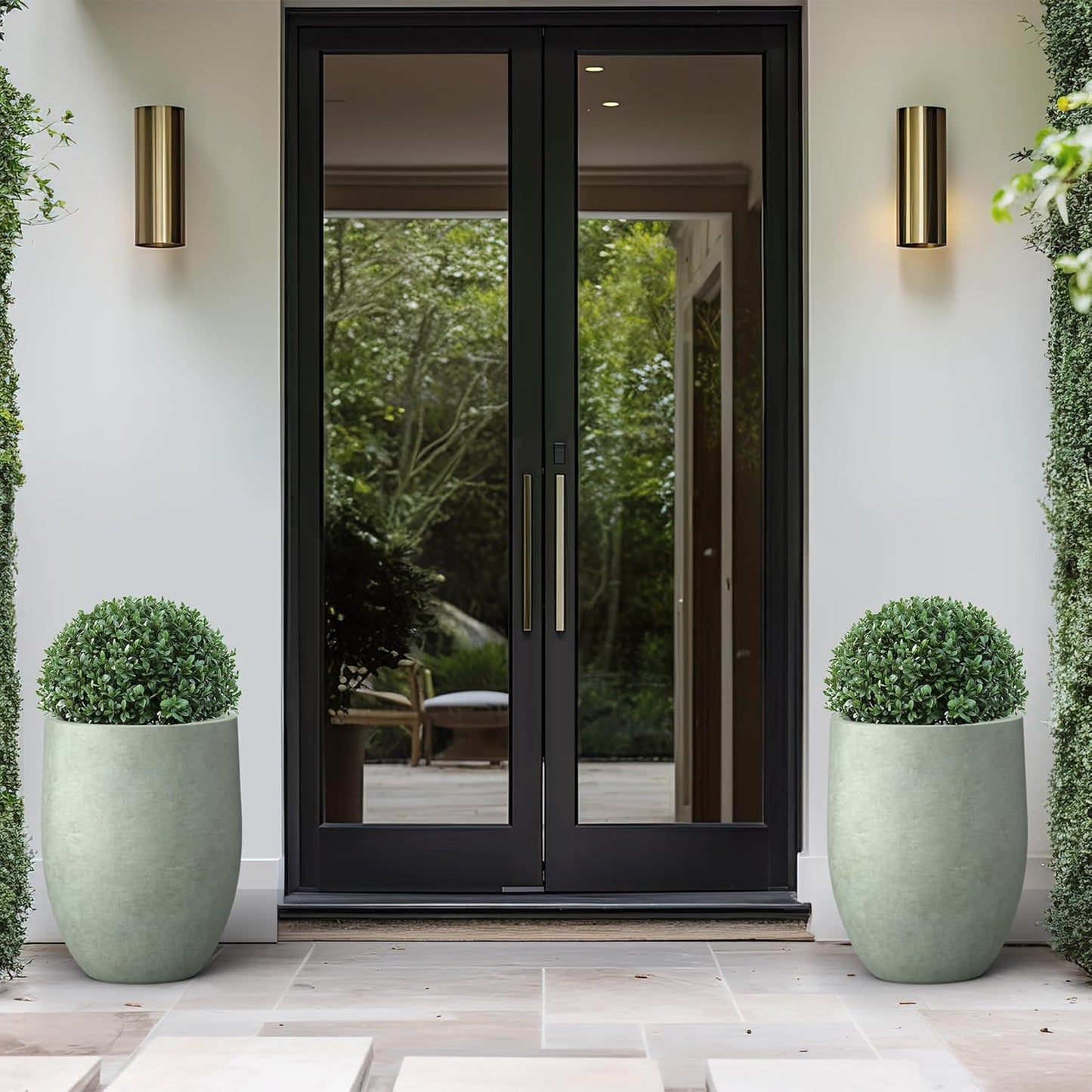 Kante 21.7" H Mint Green Tall Planter, Large Outdoor Indoor Decorative Pot with Drainage Hole and Rubber Plug, Modern Round Style for Home and Garden