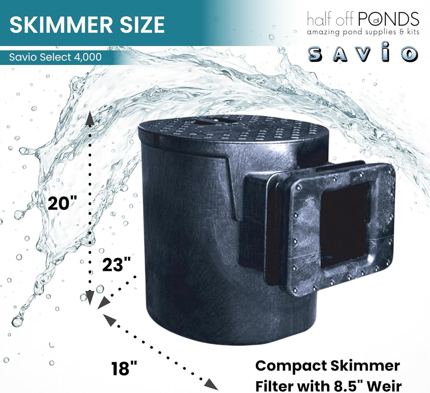 HALF OFF PONDS Savio Select 4,000 GPH Submersible Pump Pond Kit with 20' x 25' PVC Plastic Pond Liner, UV Clarifier for Water Garden & Koi Pond