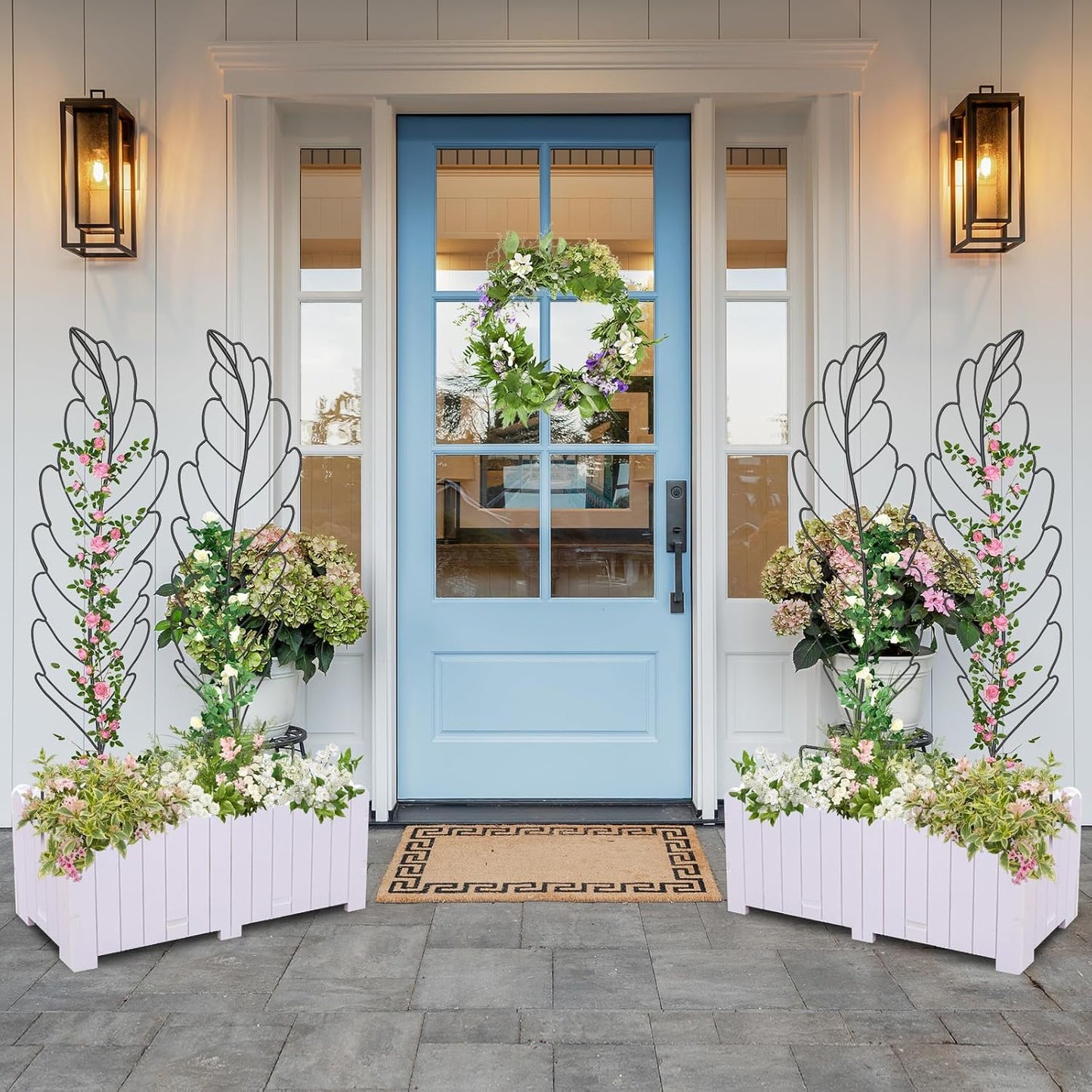 3 Pack Metal Garden Trellis for Climbing Plants, Black Metal Garden Trellis for Vines Plant Rose Vegetable Support,Large Decorative Outdoor Trellis