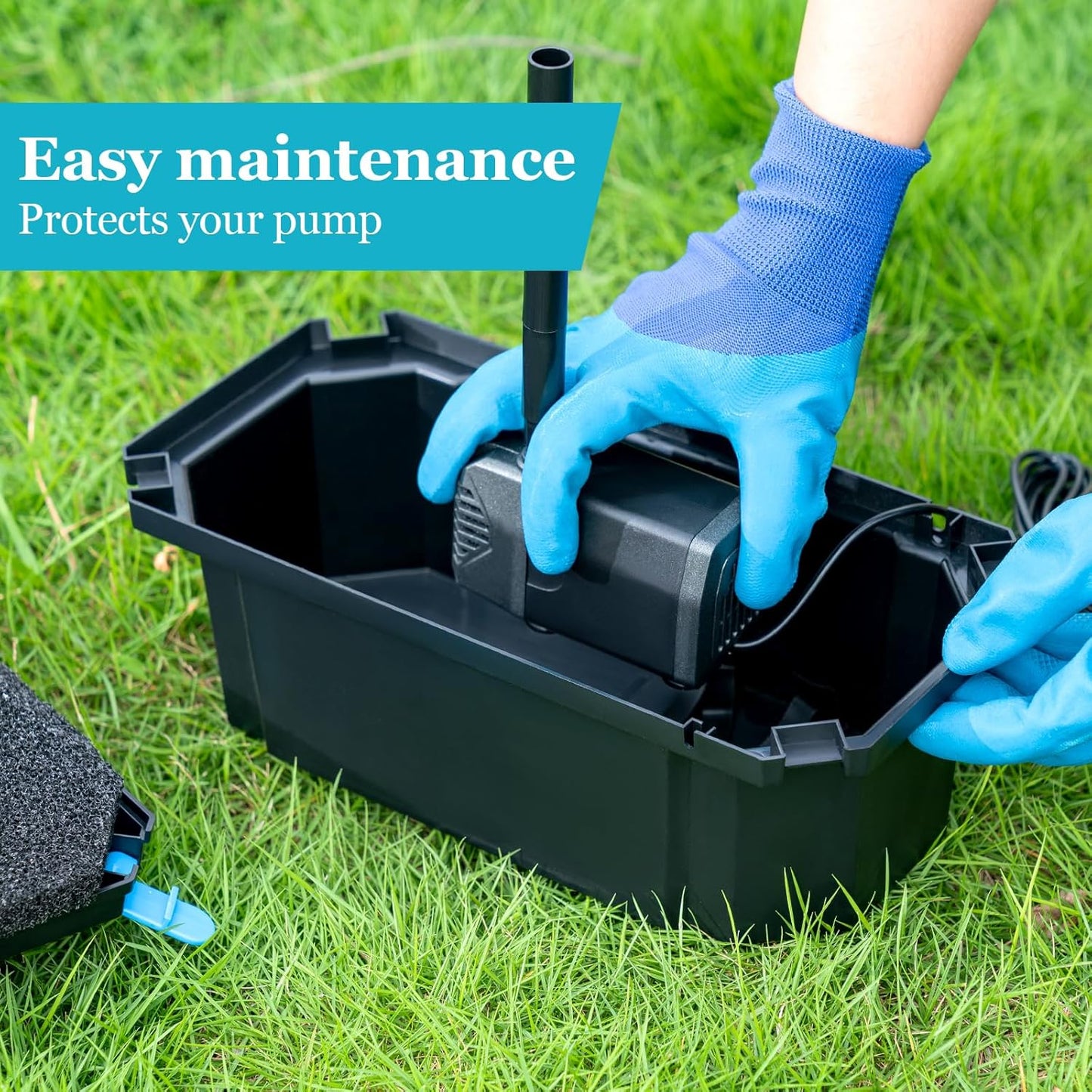 POPOSOAP 25W Solar Pond Filter with Water Pump, Solar Pond Filter Box Water Flow Adjustable, Pond Filter with PVC Tubing for Outdoor Ponds Fish Tank Pool Garden Water Feature Waterfall