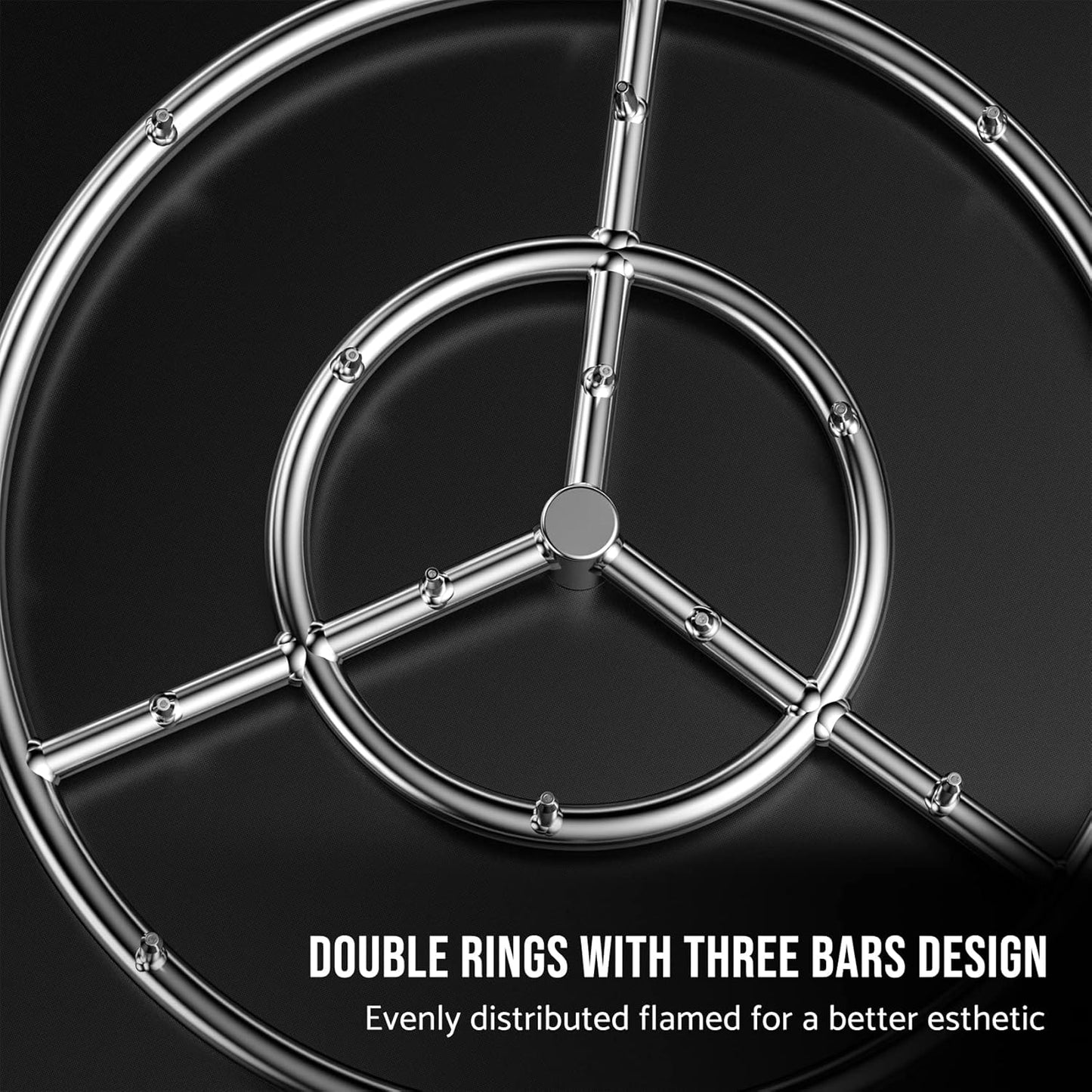 Skyflame 18 Inch Round Stainless Steel Fire Pit Jet Burner Ring - High Flame