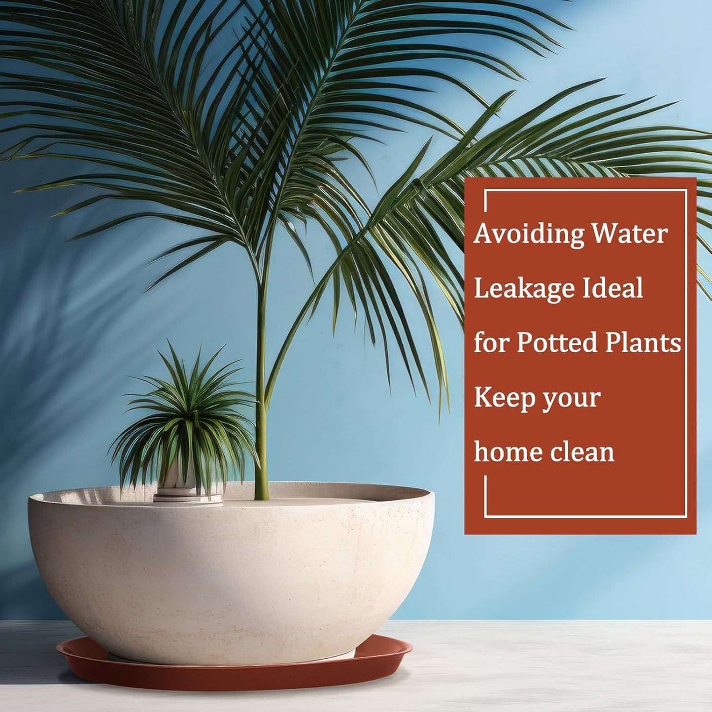 Eccliy 6 Pack Plastic Plant Saucer Heavy Duty Planter Saucers Large Plant Pot Saucers Plastic Water Trays for Indoors and Outdoors Flower Plant Plant Drip (Terracotta,18 Inch)