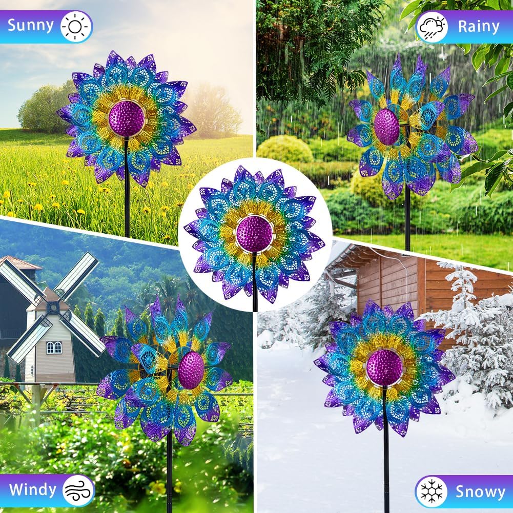 Large Wind Spinners Outdoor,Wind Spinner for Yard Metal Wind Sculptures & Spinners 82.8 Inch Windmill Kinetic Yard Art for Patio,Lawn & Garden Decor