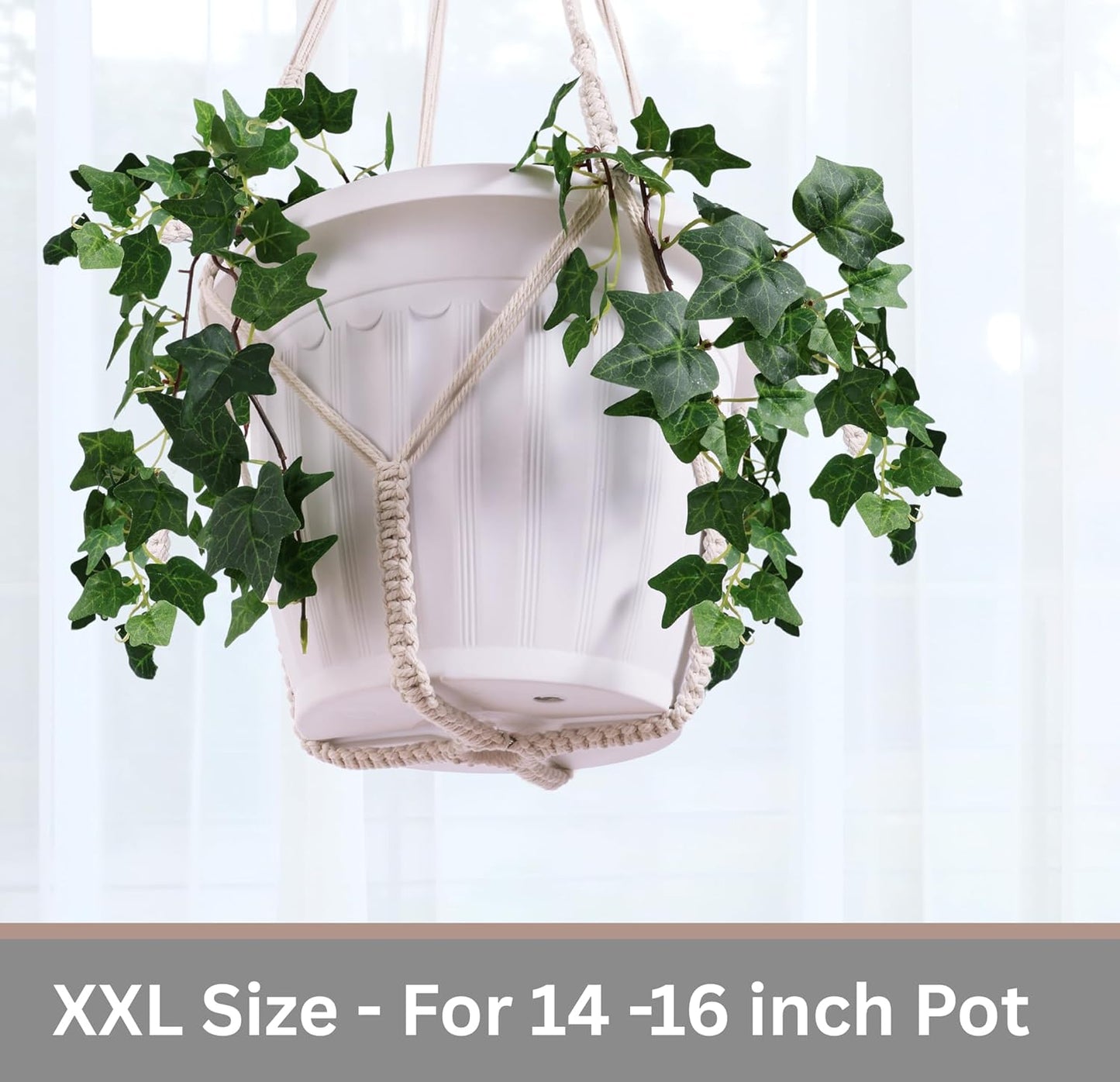 Giant XXL 55 Inches Macrame Planter Hanger Large for 15 inch Pot + Swag Hook | Extra Large Hanging Planter for Indoor Plants | No Pot/Plant Included (XXL)