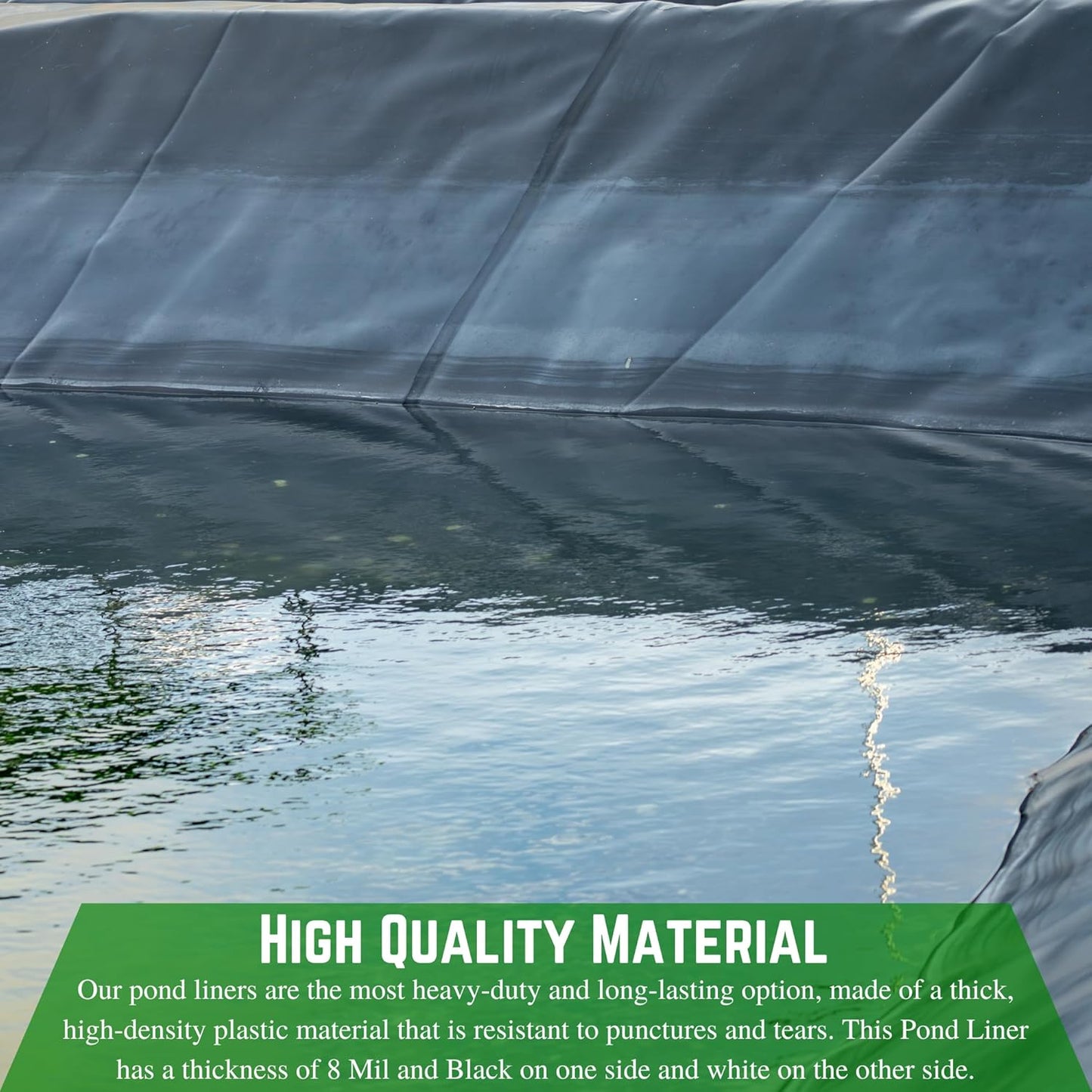 Farm Plastic Supply - 8 Mil Black/White Pond Liner - 8 Mil Fish Pond Liner, Pond Liners for Outdoor Ponds, Koi Ponds, Garden Fountain, Waterfall, Containment Liner (24' x 50')