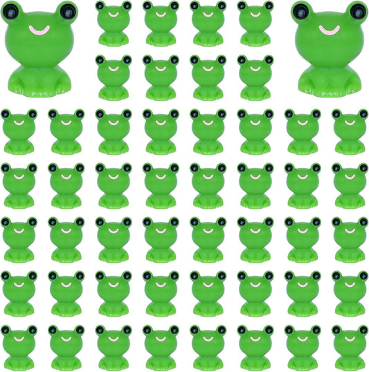 50 PCS Mini Frogs Garden Decor Tiny Plastic Frogs Miniature Resin Frog Figurines for Fairy Garden Miniature Moss Landscape Decoration (0.47 x 0.59 inches)