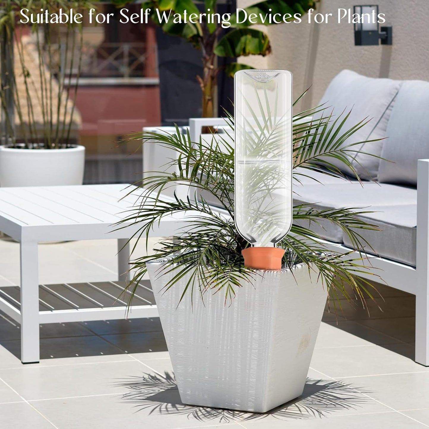 Dandat 32 Pcs 34oz Plant Watering Devices Include Terracotta Self Watering Spikes with 1000ml Plastic Bottles Slow Release Vacation Insert Automatic Plant Waterer Self Water Planter for Garden