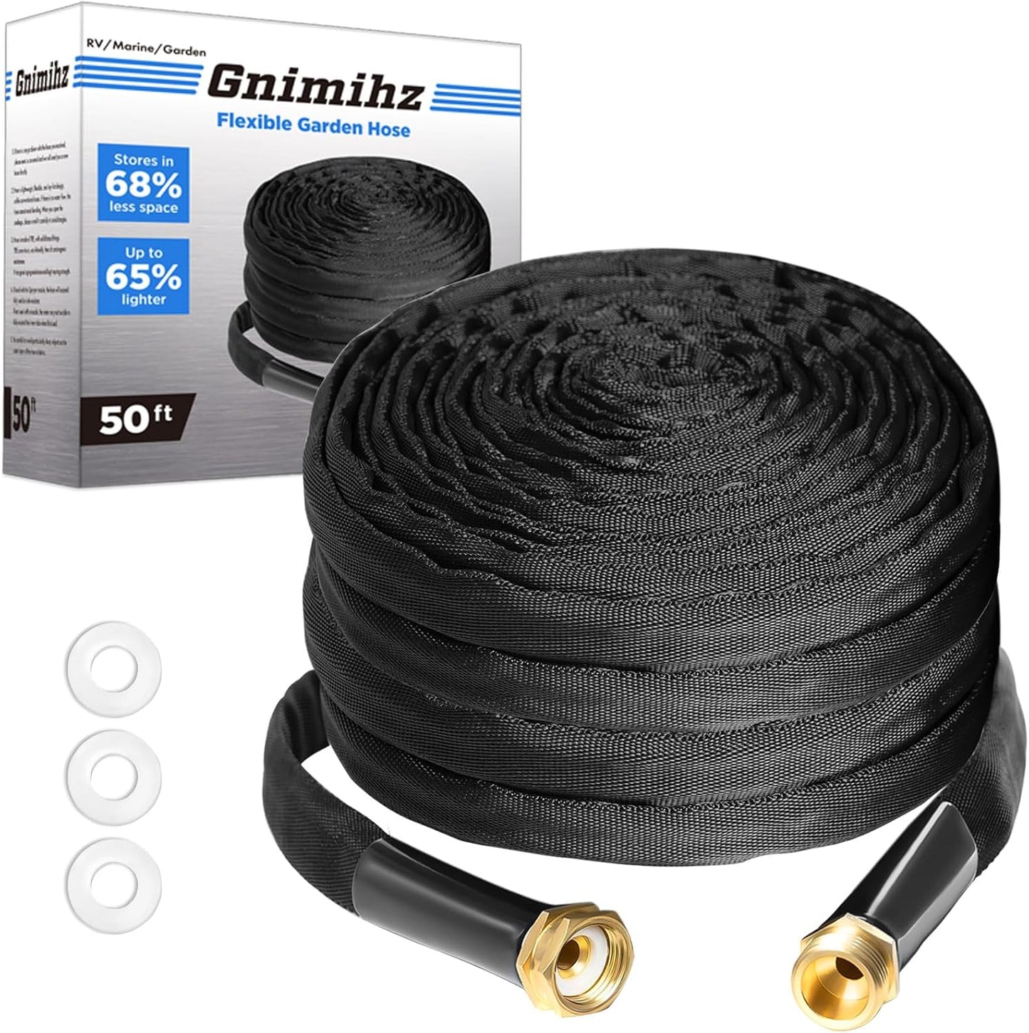 3/4" Garden Hose 50ft, Made of TPE(BetterThan PVC), Ultra-Light & Flexible Water Hose with Solid Brass Fittings, Non-Shrinking, Easy to Storage, Drinking Water Safe Material, All-weather