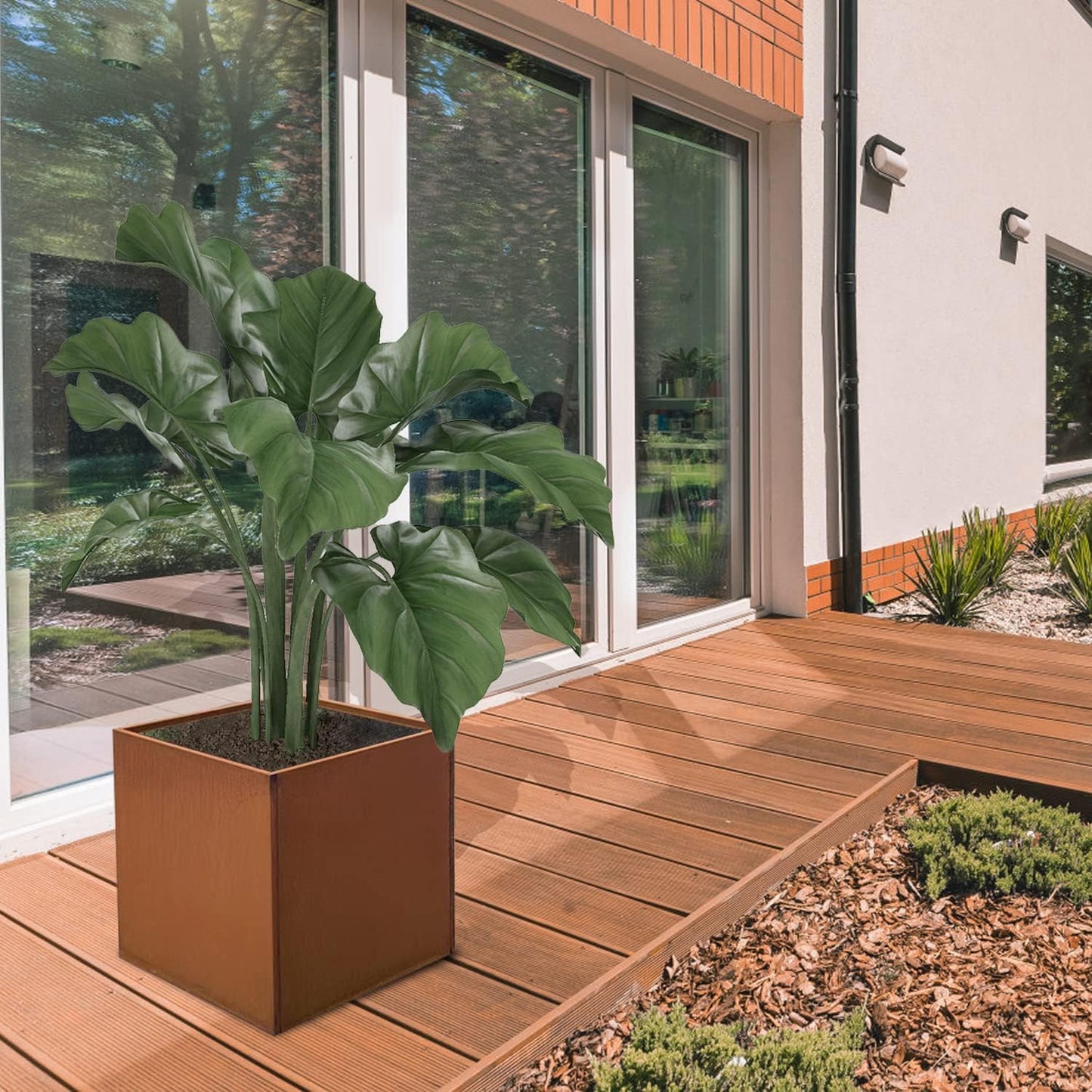 Corten Steel Planter Box Metal Square Planters Steel Large Planter Outdoor Tall Plant Durable Antique Detached for Commercial Residential Patio Deck and Backyard 26 Inch