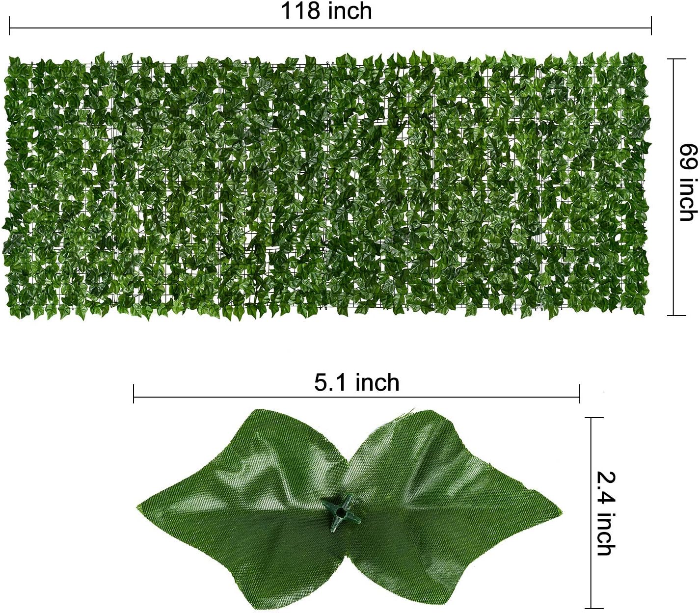 DearHouse Artificial Ivy Privacy Fence, 118x69in Artificial Hedges Fence and Faux Ivy Vine Leaf Decoration for Outdoor Garden Decor