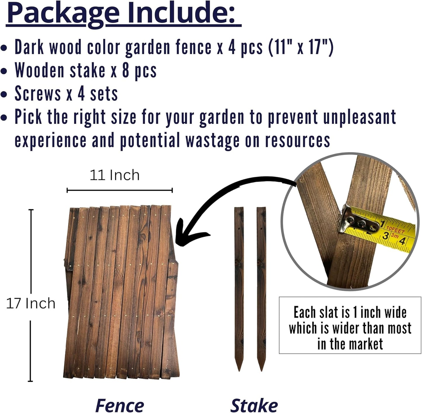 ShopLaLa Garden Fence- 4 Pack, Total 24ft (L) Wooden Lattice Flower Edging for Yard Lawn Landscape Patio Outdoor Decor, Expandable Plant Garden Trellis, Animal Barrier Fence No Dig Panel for Small Dog