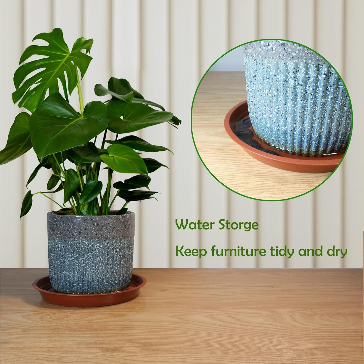 4 Pack 14 Inch Round Plant Saucers for Less 11.8 Inch Pot Indoors Outdoors Plant Trays for Pots Planter Saucer Plastic Plant Drip Tray Planter Water Tray for Potted Plants(White, 13.8"(4pcs))