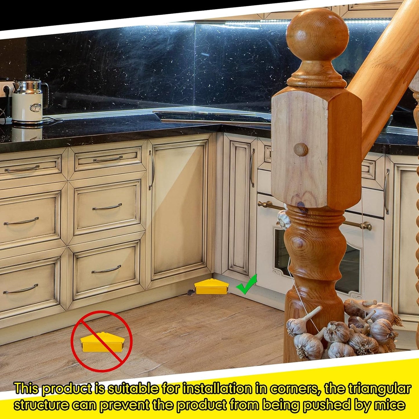 Qualirey 36 Pcs Mice Station with Key Triangle Bait Station Reusable Rodent Trap Bait Box, Keeps Children and Pets Safe Indoor & Outdoor, Bait Not Included, Suitable for Small Mice (Yellow)