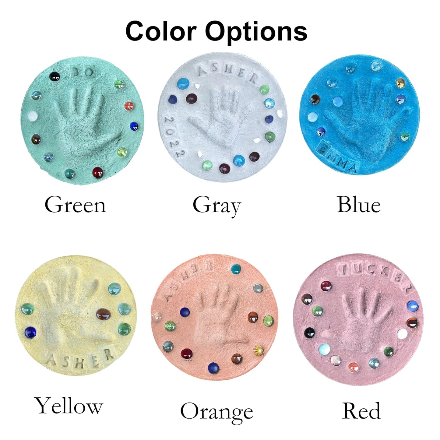 DIY Stepping Stone Kit with Color Pigment, Handprint Stepping Stone, Mother's Day Gift, Footprint Stepping Stone (8 Inch, Green)