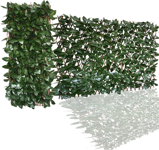 Expandable Faux Ivy Fence,Artificial Privacy Screen Decor for Outdoor Wall, Balcony and Patio, Single Sided Leaves (1, DarkGreen)