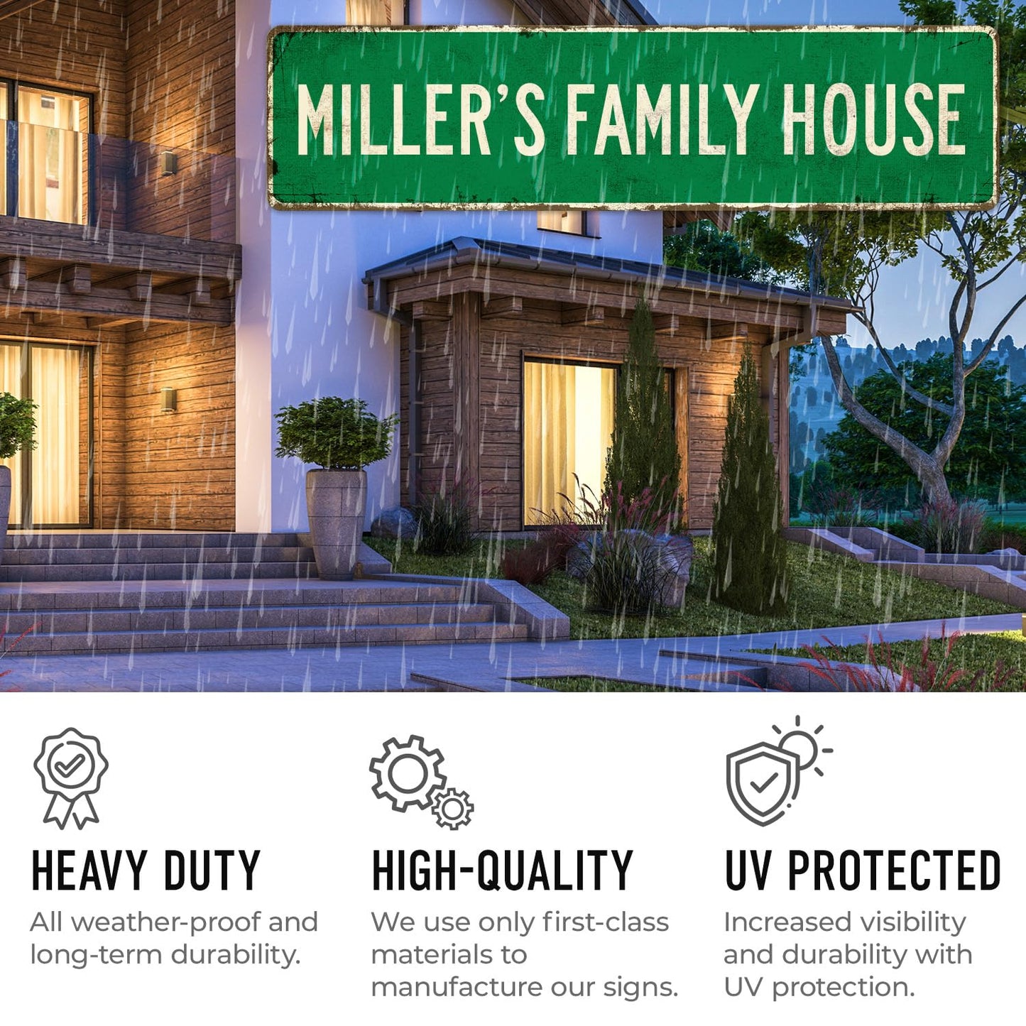 Custom Rustic Sign, Personalized Decor Street Signs Gift, 24x6 Inches, ACM, Fade Resistant, Made in USA