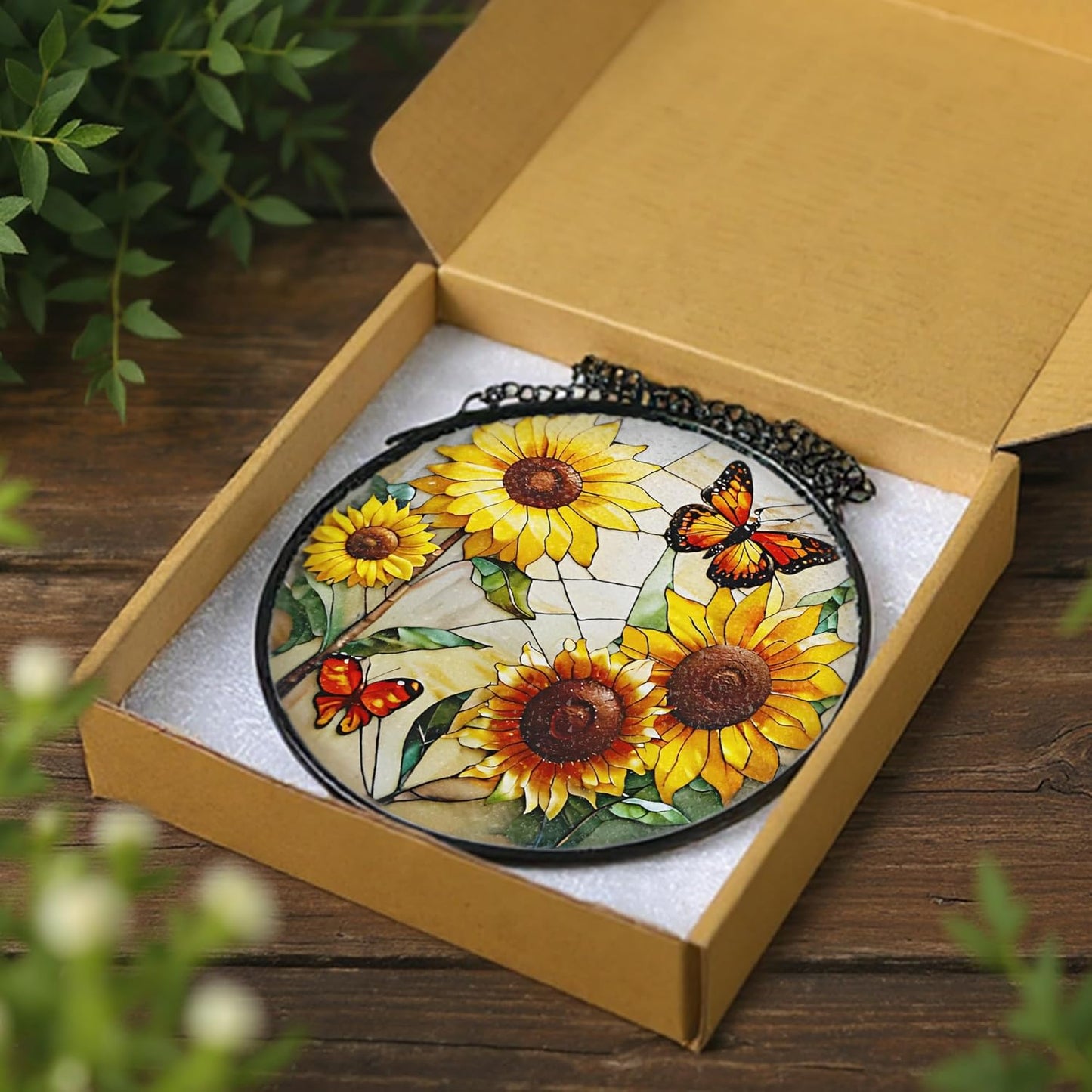 Butterfly Stained Glass Window Hanging, 8 Inch Sun Catchers Indoor Window, Suncatchers for Windows Hanging, Home Decoration and Christmas, Festival, Mother's Day, Birthday, Gifts for Women, Mom