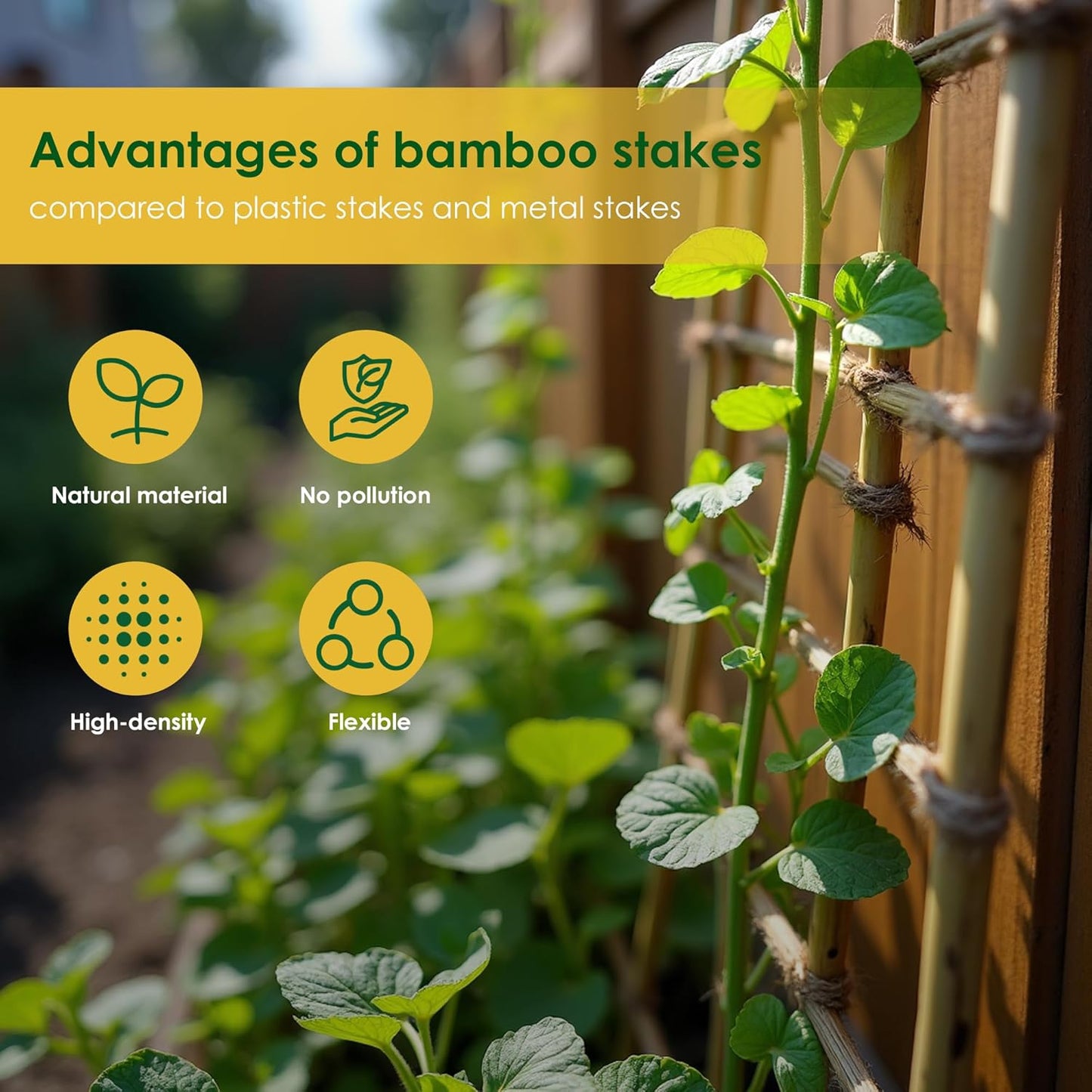Bamboo Stakes 3ft, 50 Pack Bamboo Garden Stakes 3 Feet, Natural Plant Stakes for Tomatoes and Climbing Plant Support, Bamboo Sticks for Plants