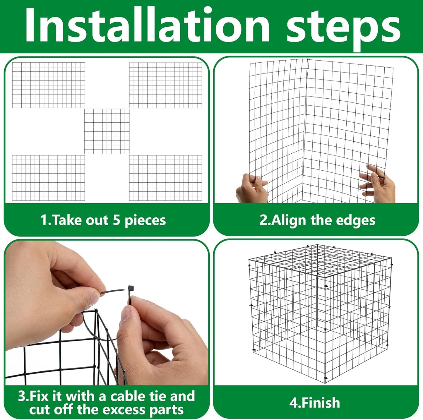 Adnee 7 Pack Wire Plant Protector with Cover-20x12x12 Inch Detachable Square Wire Cages to Prevent Animals-Metal Garden Plant Protector Cages for Protecting Plants Vegetables Flowers