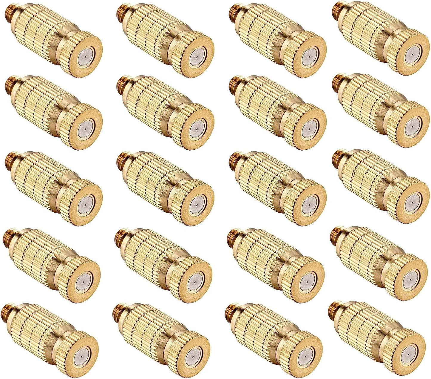 20pcs High Pressure Atomizer Nozzle Brass Misting Nozzles for Outdoor Cooling System, Landscaping, Greenhouse Irrigation, Air Humidification, Anti-Drip Fogging Spray Head(0.016"/0.4mm)